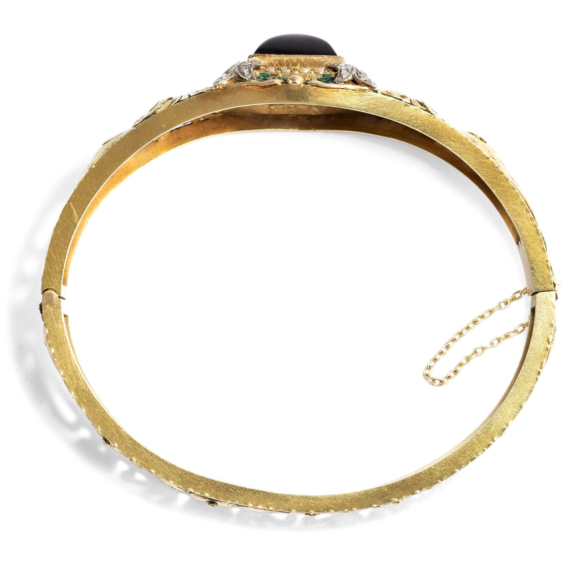 612846-hofer-antikschmuck-Prachtvoller-Gold-Armreif-mit-Granat-Perlen-und-Diamanten-um-1850-Barocke-Pracht_2