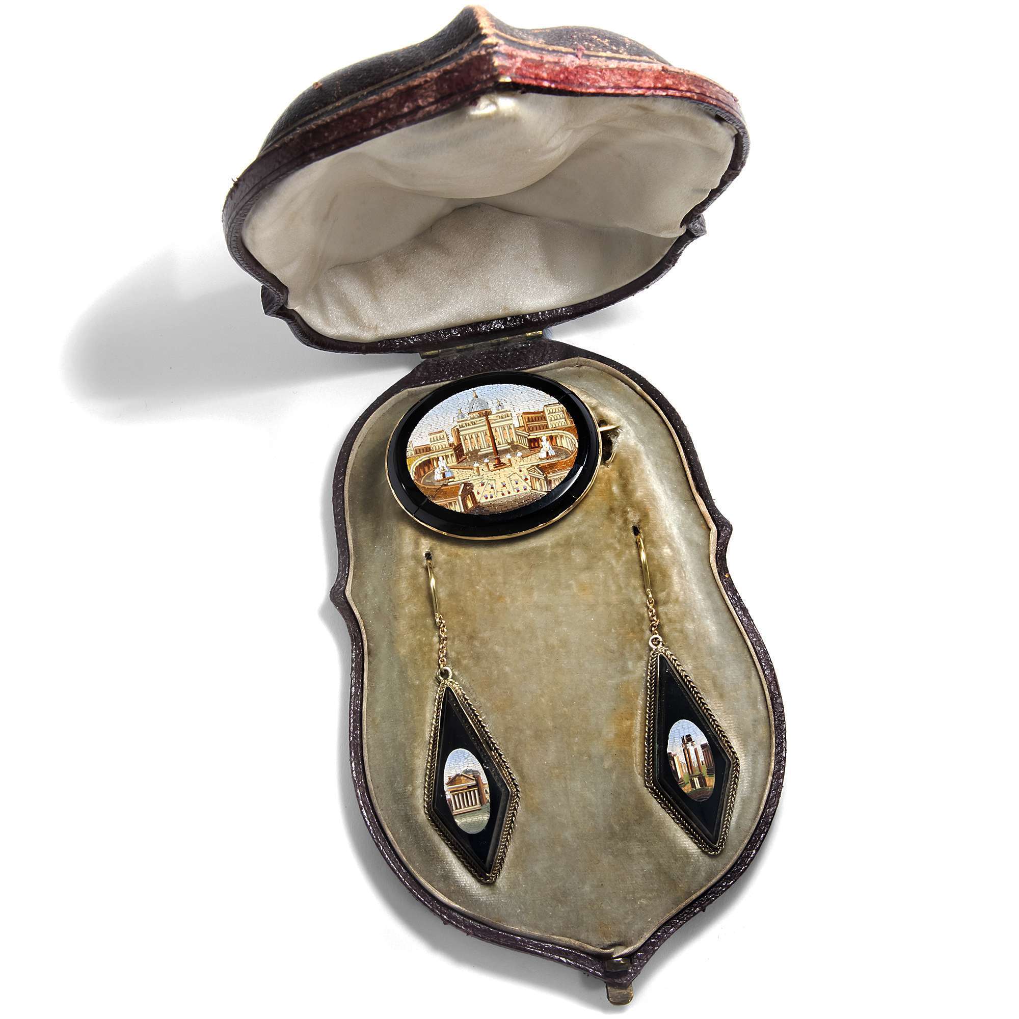 613119-hofer-antikschmuck-Fabelhafte-Demi-Parure-mit-Mikromosaiken-in-Gold-Rom-um-1857-Urbi-et-Orbi