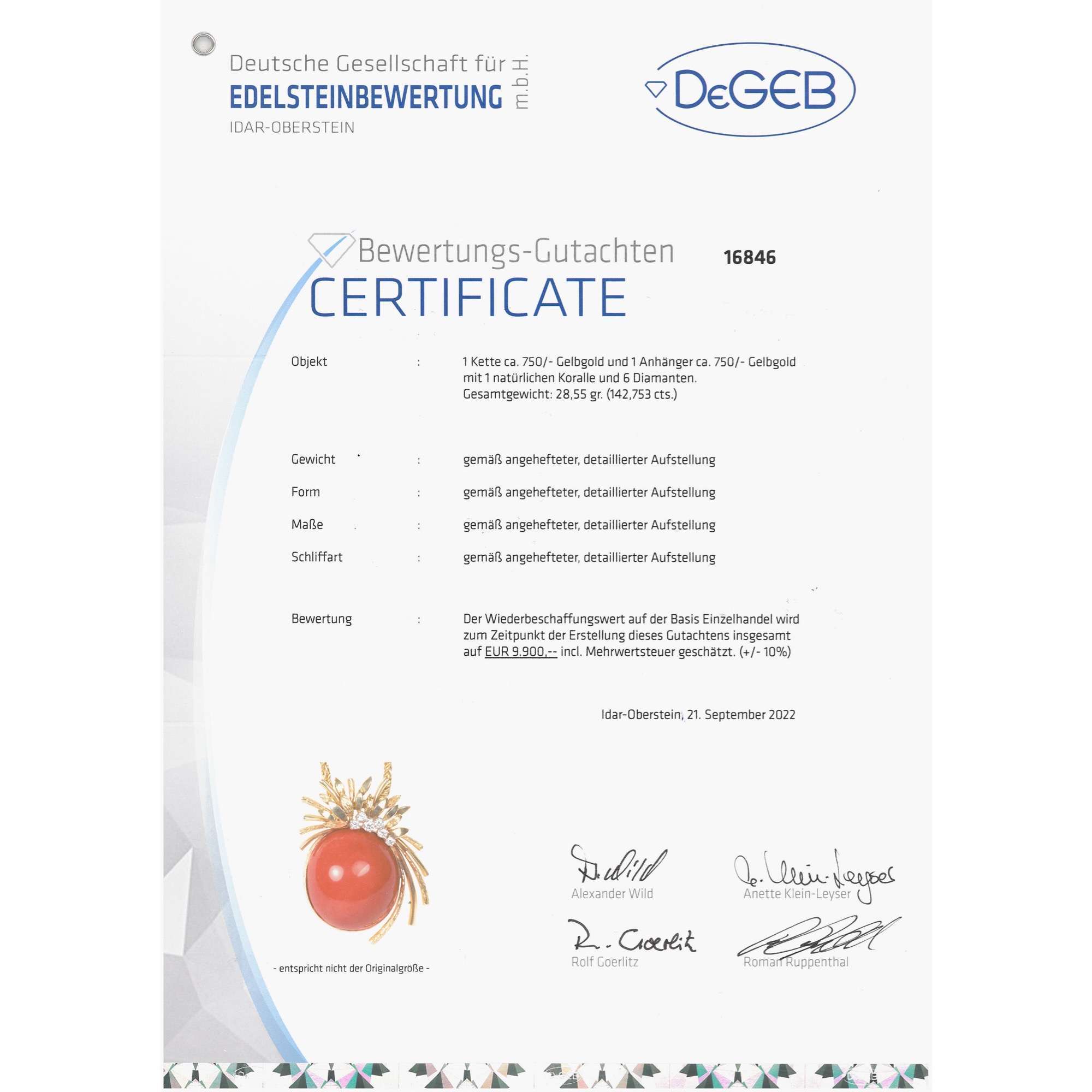 616136-hofer-antikschmuck-Mondaener-vintage-Anhaenger-mit-Edelkoralle-und-Diamanten-an-Goldkette-um-1970-sfvadfa-Grosse-Geste