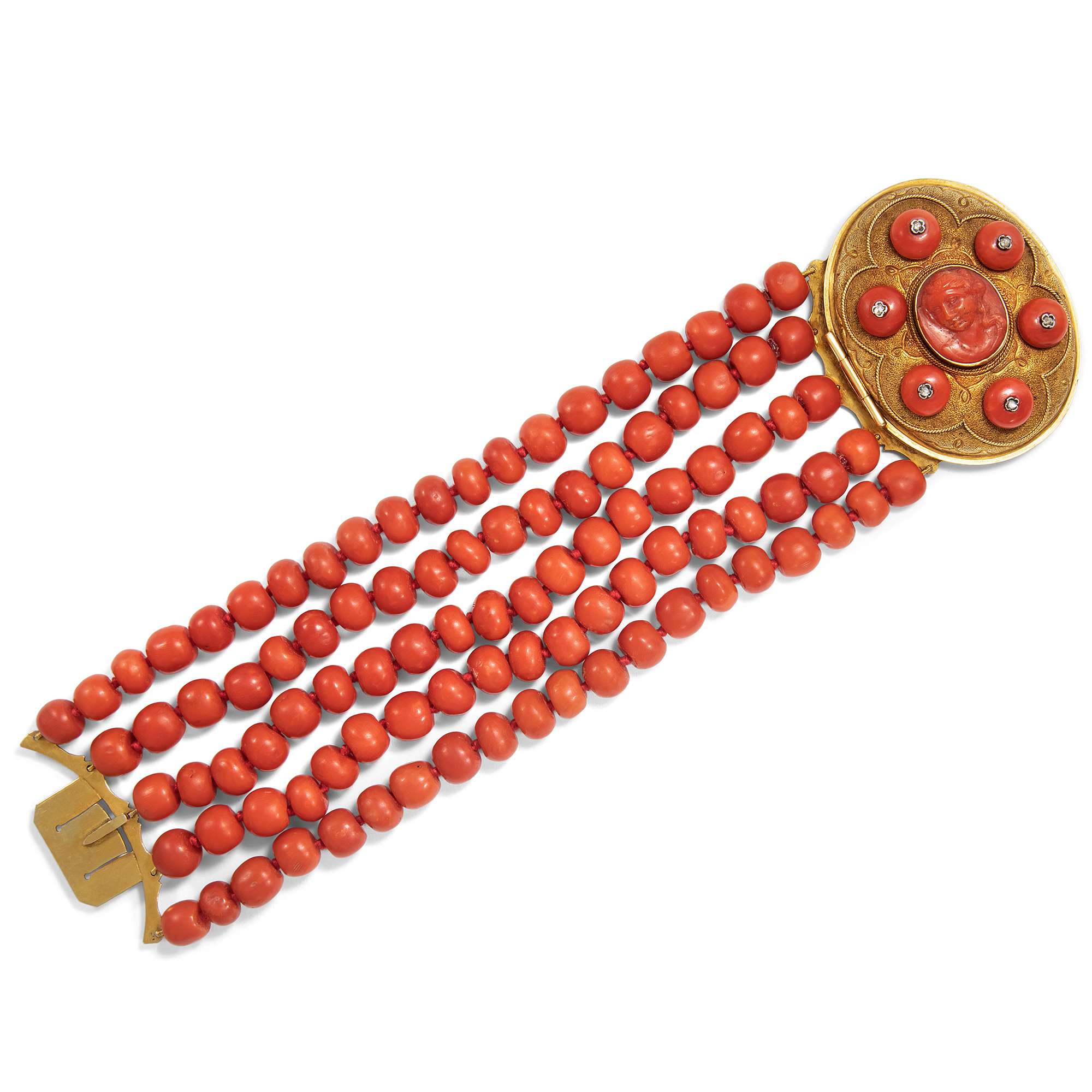 620193-hofer-antikschmuck-Eindrucksvolles-Korallen-Armband-mit-italienischer-Kamee-und-Diamanten-in-Gold-Italien-um-1860-Geheimnisvolle-Koralle_4