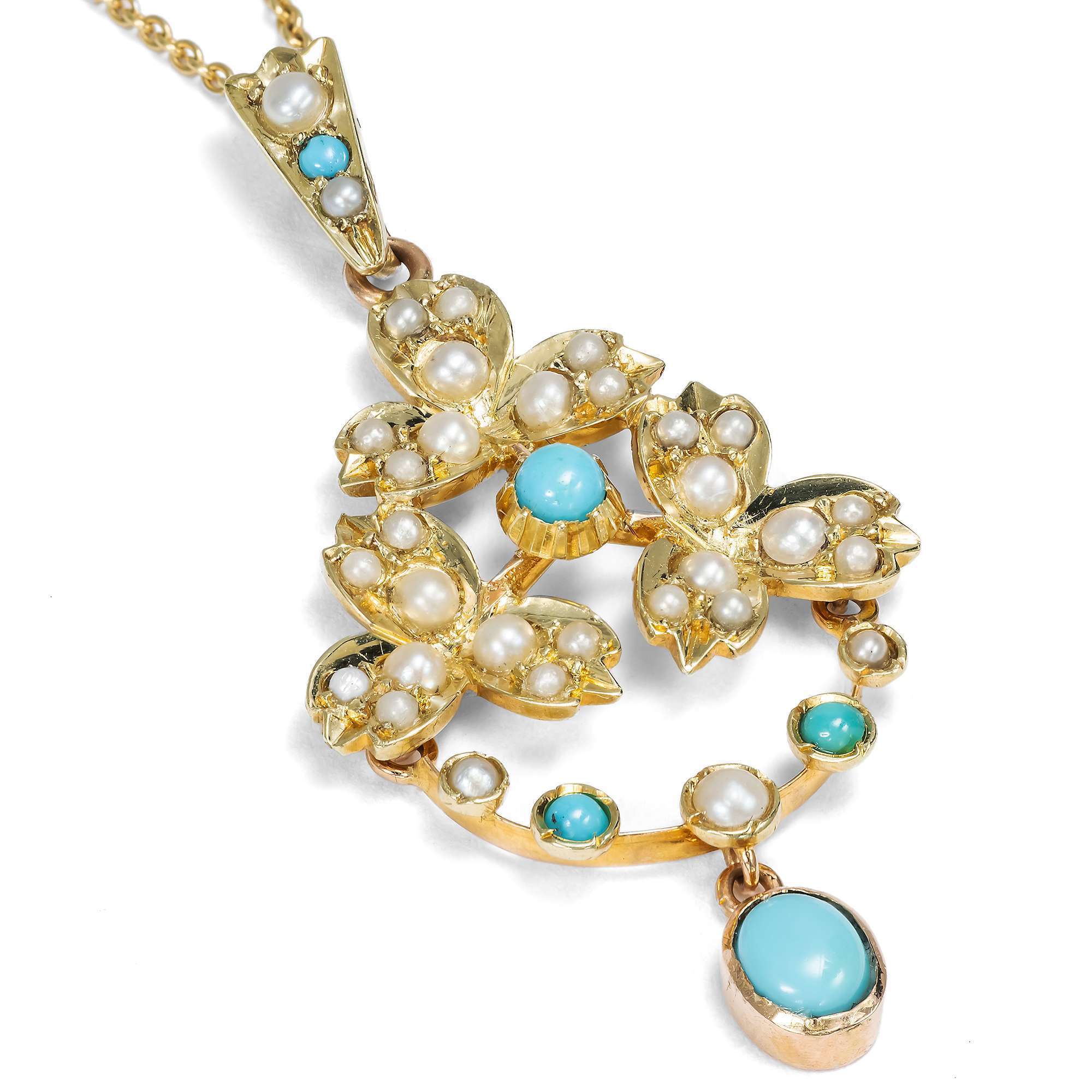 622669-hofer-antikschmuck-Floraler-Anhaenger-mit-Perlen-und-Tuerkisen-in-Gold-Grossbritannien-um-1900-Vergiss-mein-nicht-_3