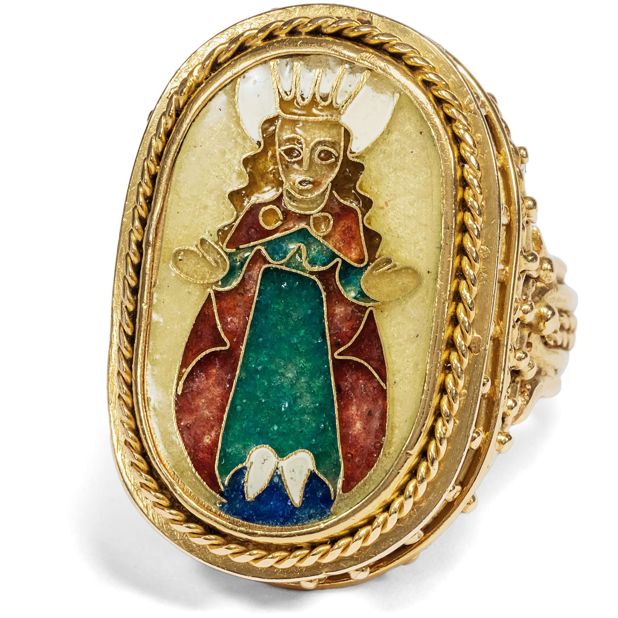 623247-hofer-antikschmuck-Grosser-Goldring-mit-Cloisonee-Email-der-Gottesmutter-um-1965-Ave-Maria-_2