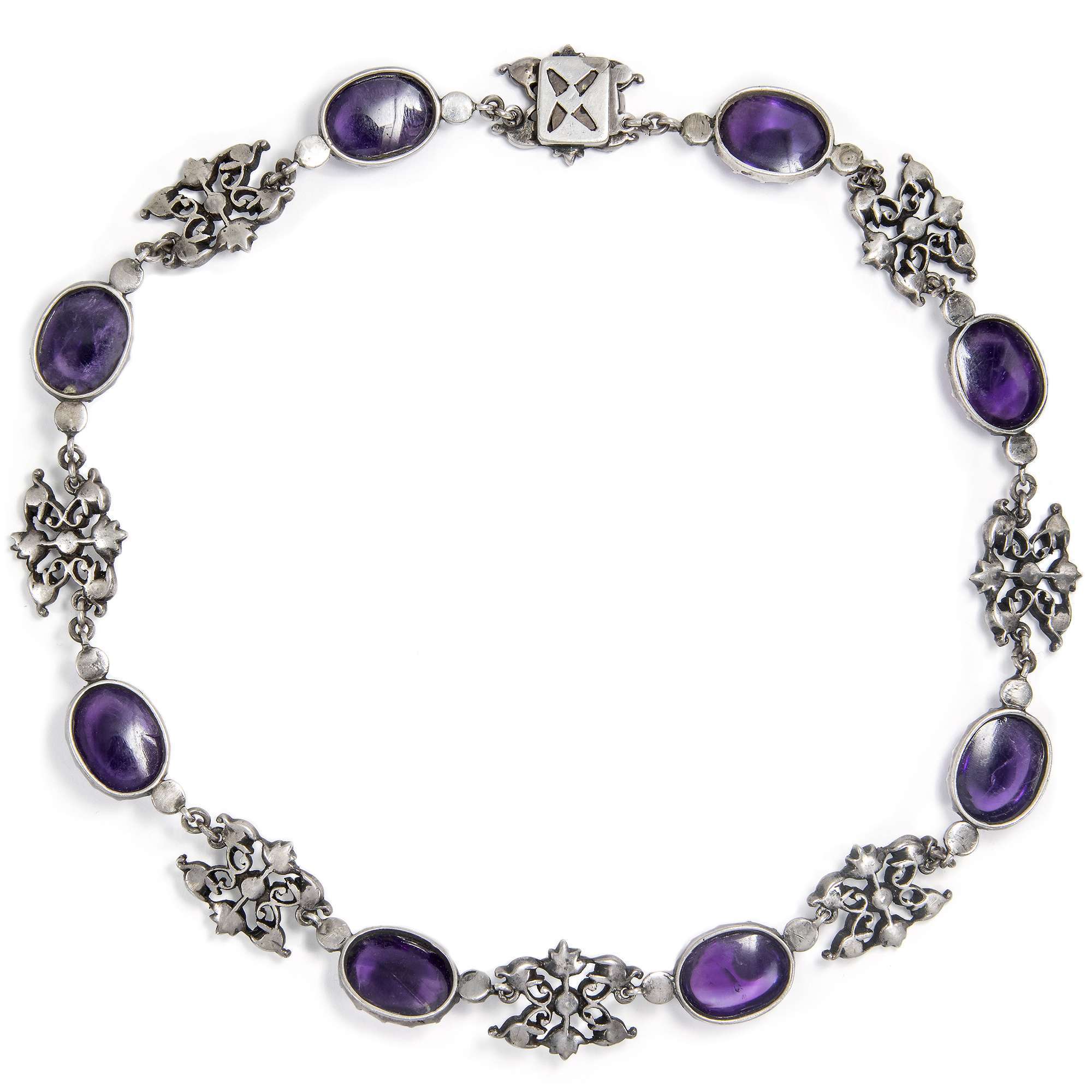 624041-hofer-antikschmuck-Vintage-Set-aus-Collier-und-Armband-mit-Amethysten-und-Perlen-in-Silber-um-1960-Purple-Rain_1
