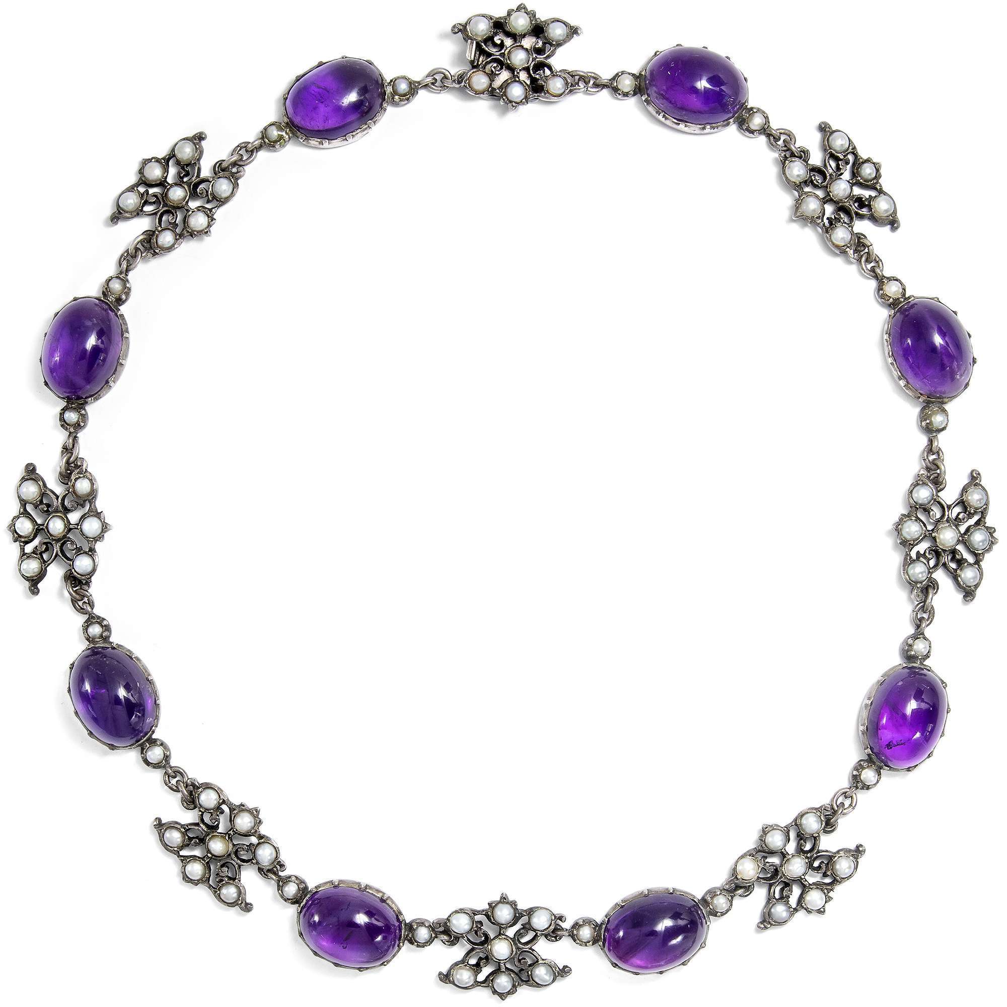 624041-hofer-antikschmuck-Vintage-Set-aus-Collier-und-Armband-mit-Amethysten-und-Perlen-in-Silber-um-1960-Purple-Rain_5