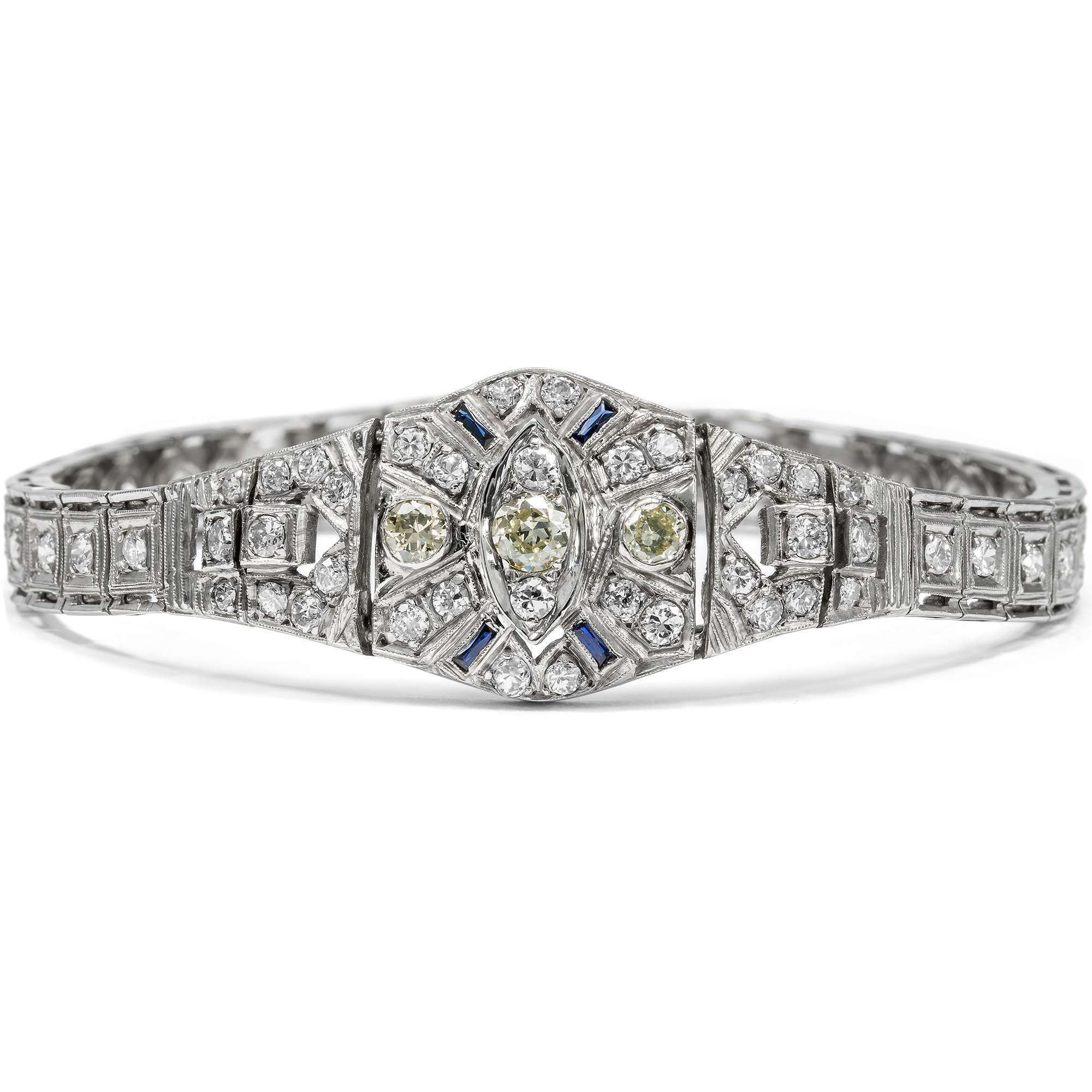 624225-hofer-antikschmuck-Elegantes-Armband-aus-Palladium-mit-Diamanten-und-Saphiren-Art-Deco-um-1940-Ein-funkelnder-Begleiter_1
