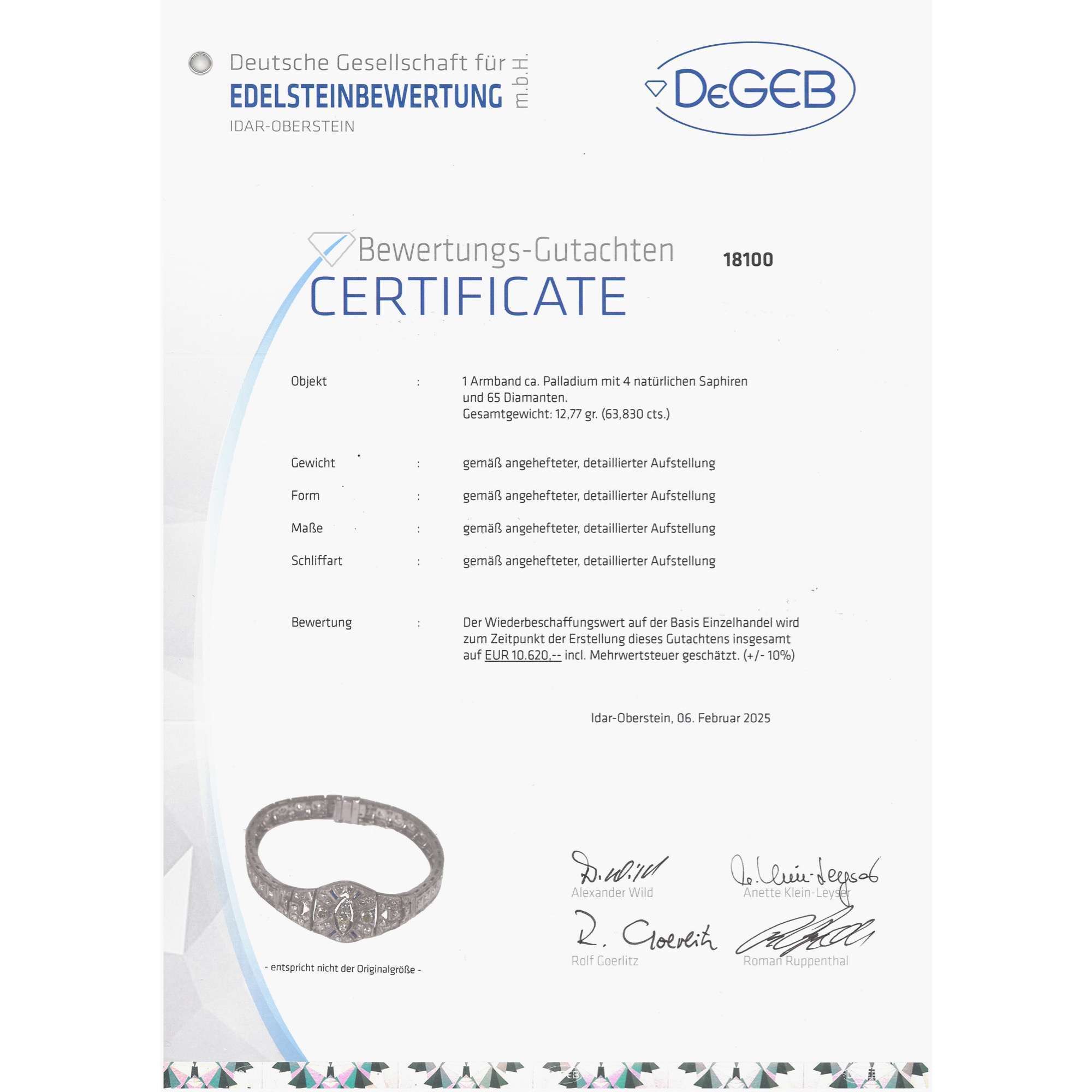 624225-hofer-antikschmuck-Elegantes-Armband-aus-Palladium-mit-Diamanten-und-Saphiren-Art-Deco-um-1940-Leichtgewicht