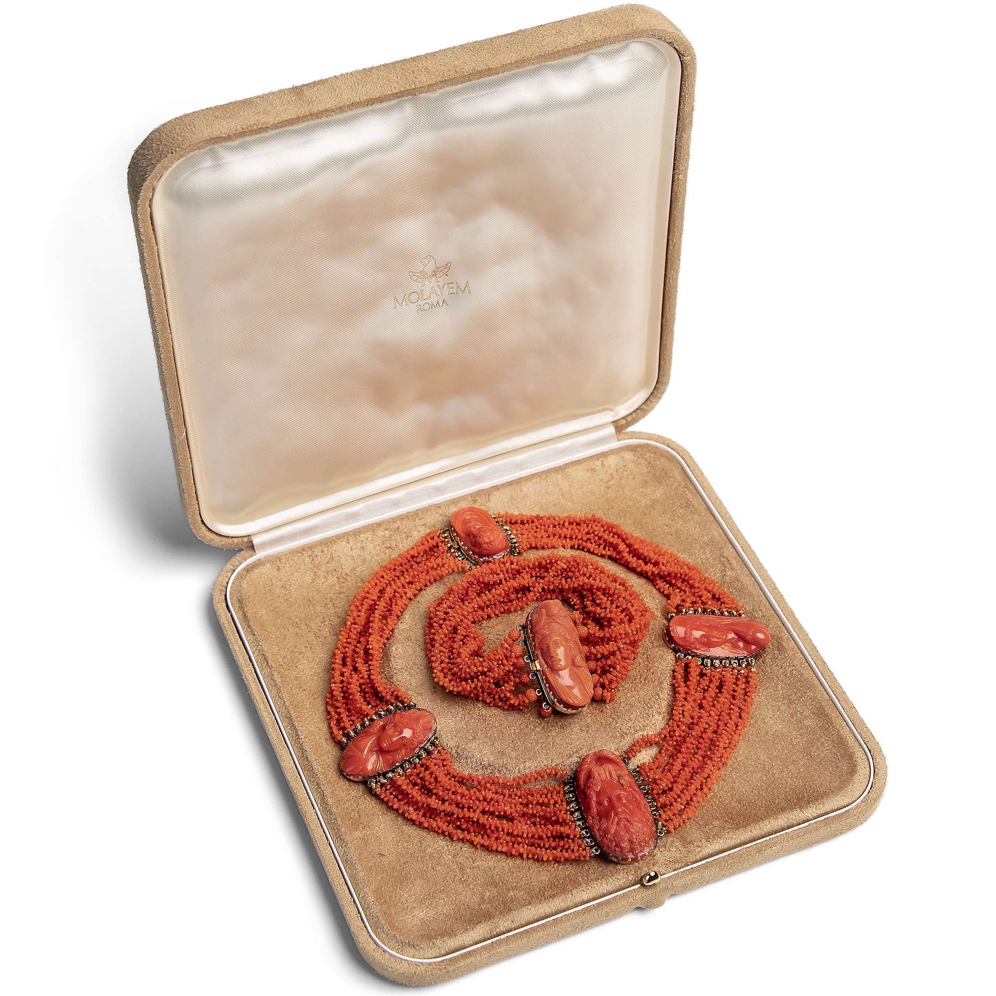 624819-hofer-antikschmuck-Antike-Demi-Parure-aus-Collier-und-Armband-aus-Mittelmeerkoralle-in-Gold-um-1825-Von-Goettern-begleitet_1