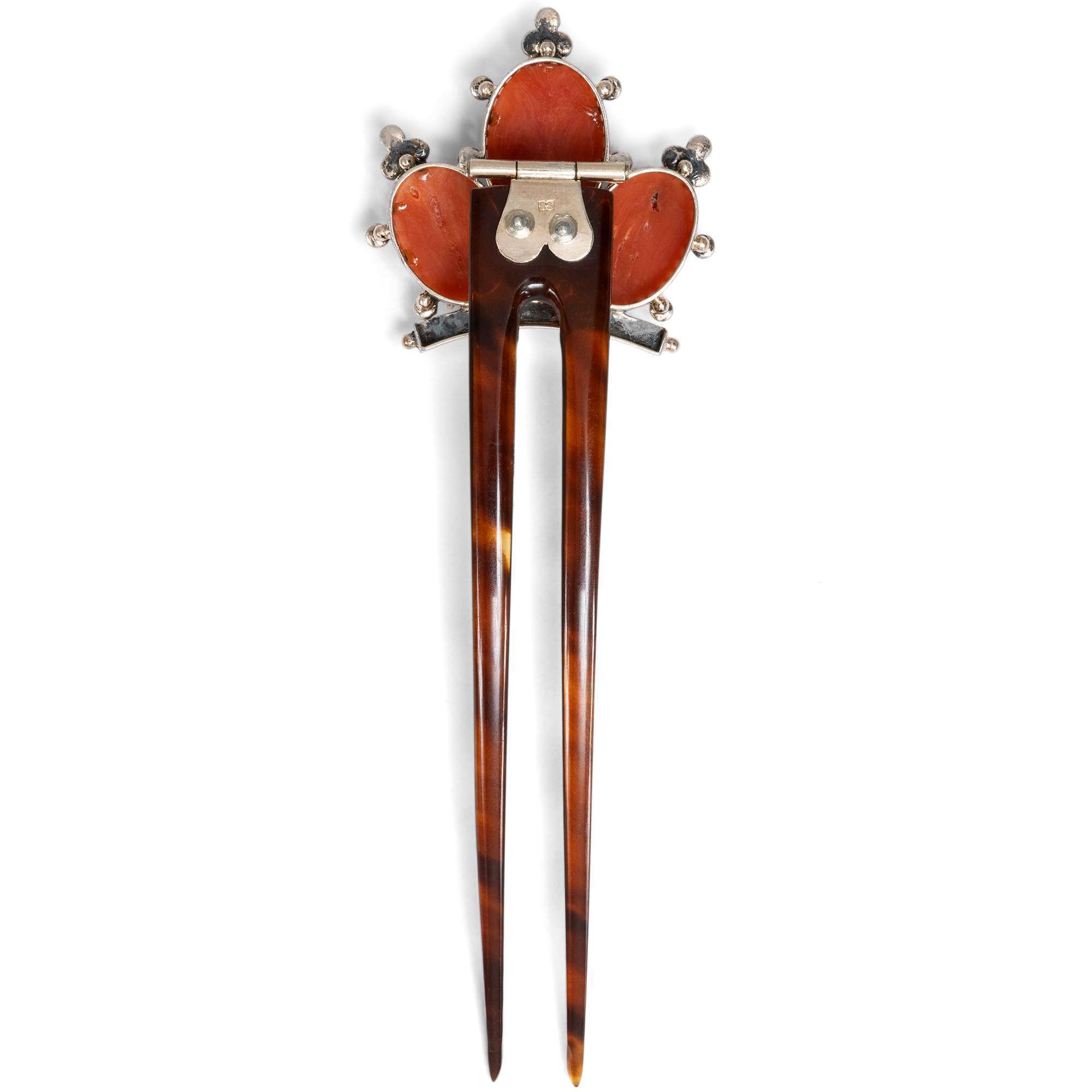 624952-hofer-antikschmuck-Antiker-Steckkamm-aus-Horn-mit-Korallen-und-Perlen-um-1880-Fuer-schoenes-Haar_2