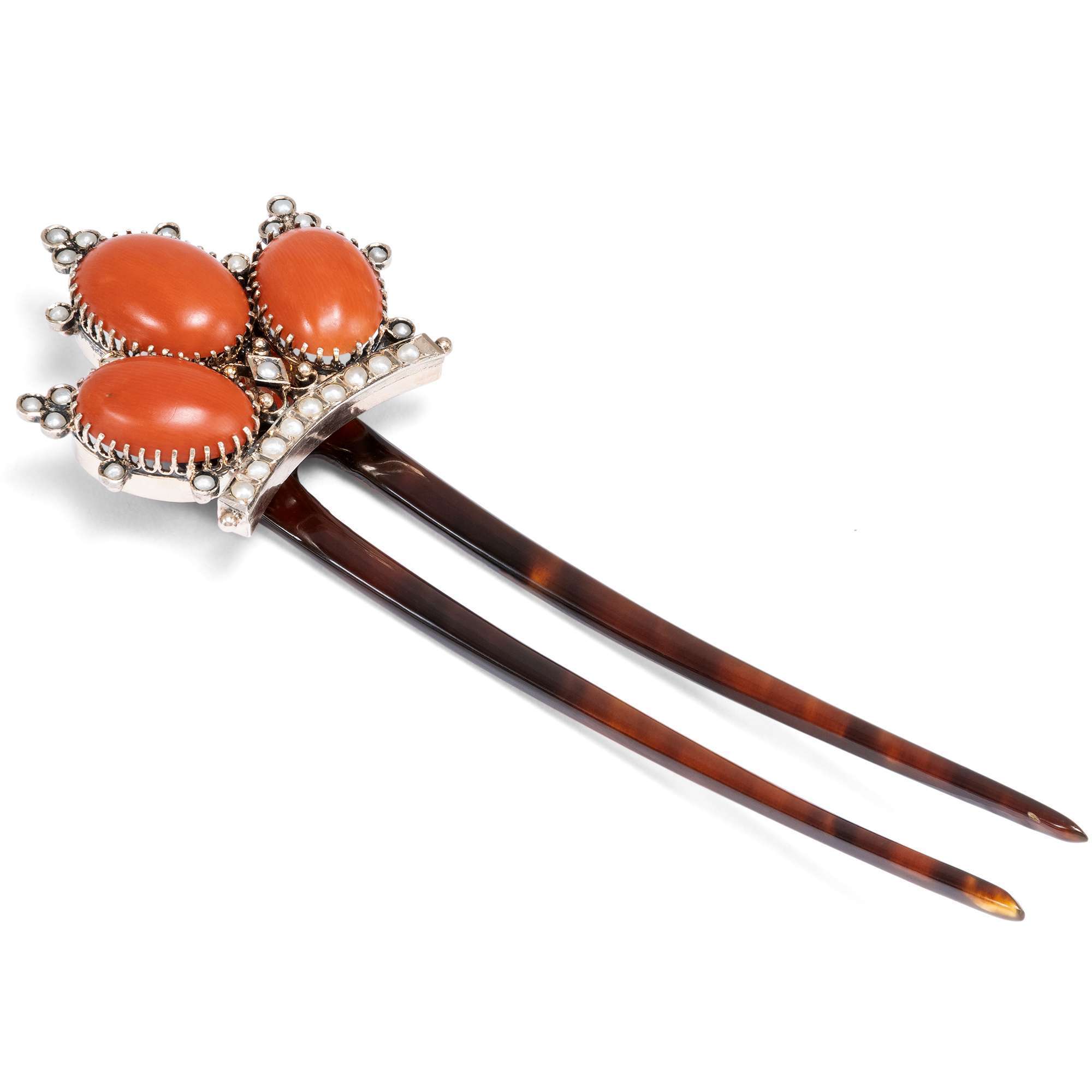 624952-hofer-antikschmuck-Antiker-Steckkamm-aus-Horn-mit-Korallen-und-Perlen-um-1880-Fuer-schoenes-Haar_3