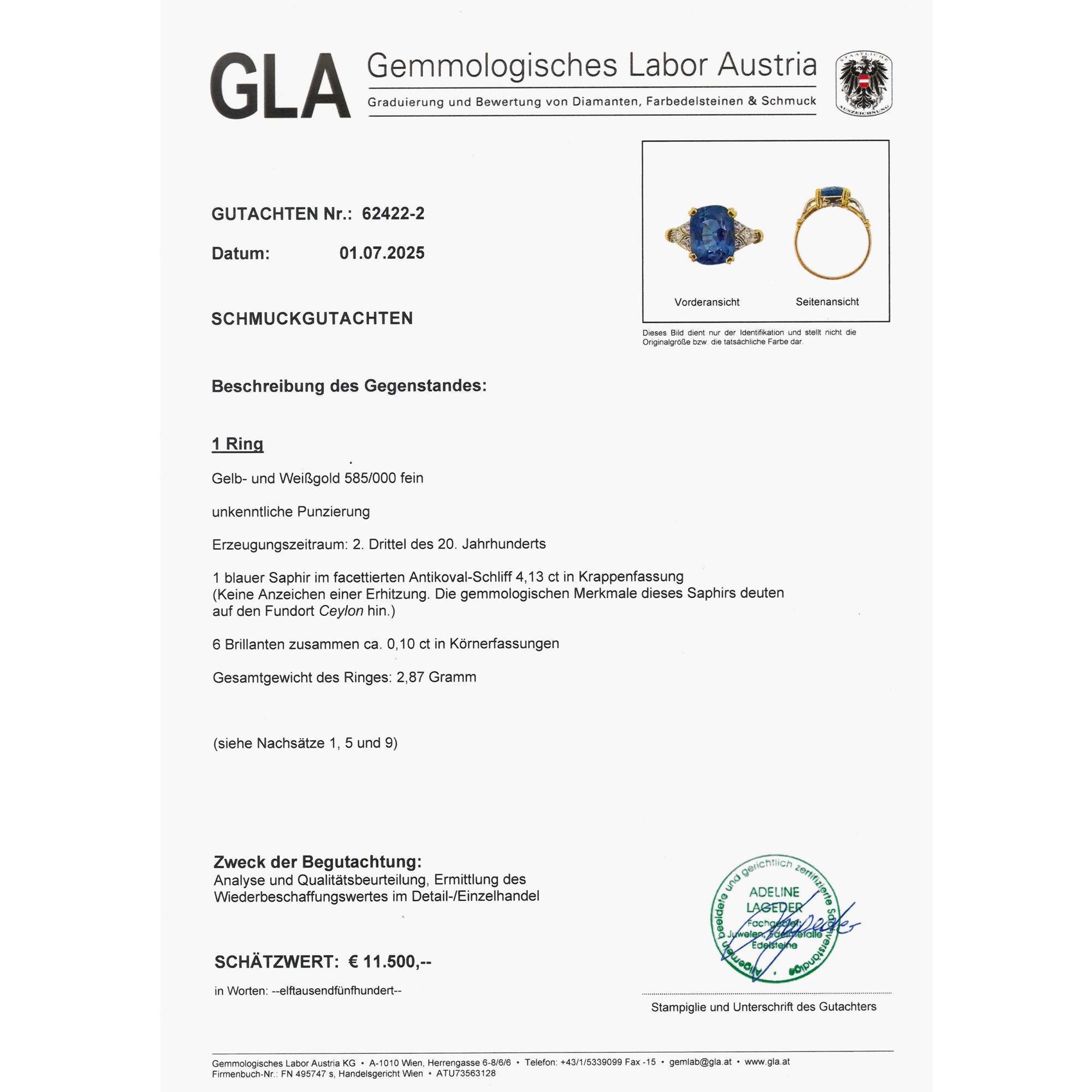 625009-hofer-antikschmuck-Feiner-Ring-des-Art-Deco-mit-Ceylon-Saphir-und-Diamanten-Rumaenien-um-1935-Salomon-und-die-Koenigin-von-Saba