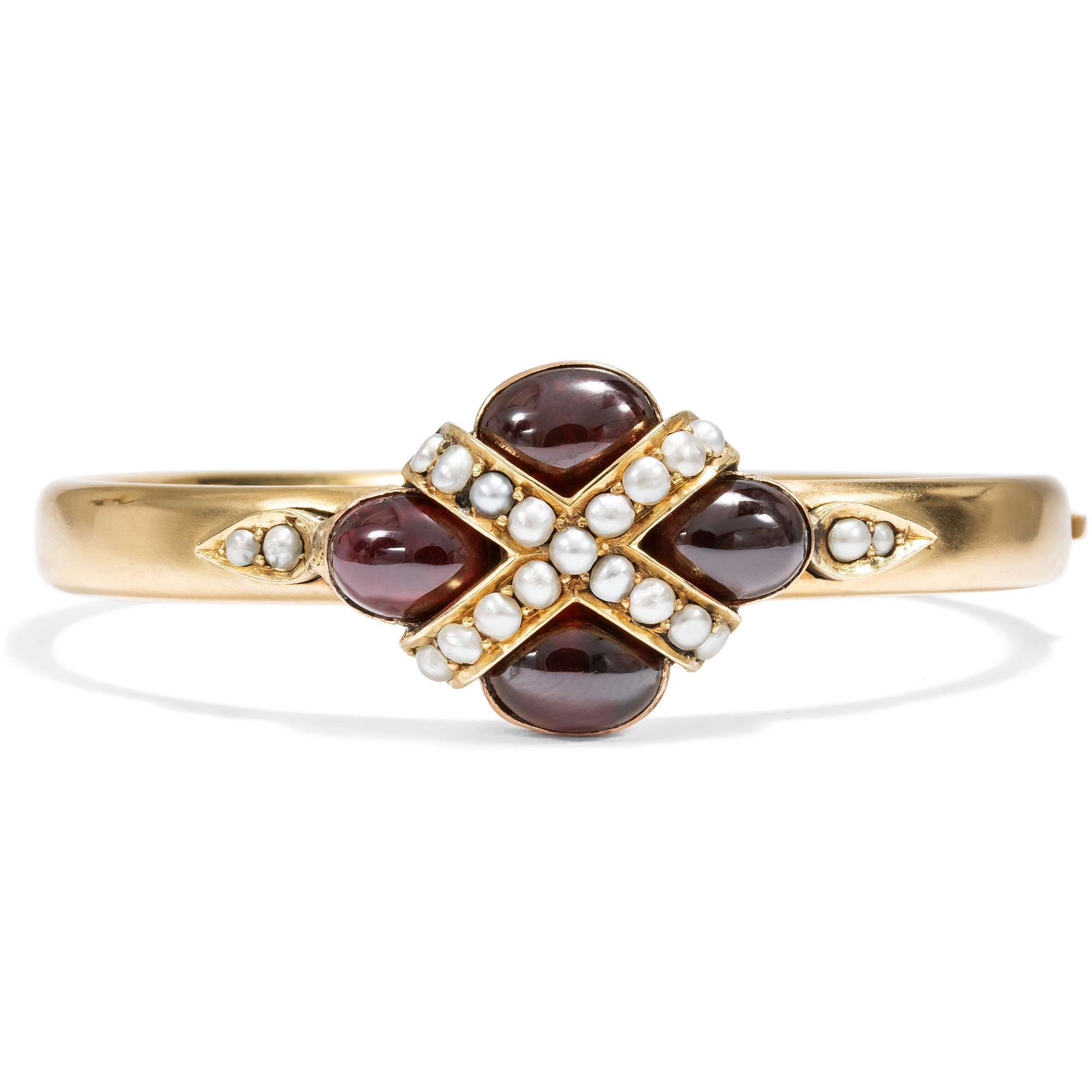 625467-hofer-antikschmuck-Herrlicher-Armreif-mit-grossen-Granaten-und-Perlen-in-Gold-um-1865-Ein-Liebesstein_1
