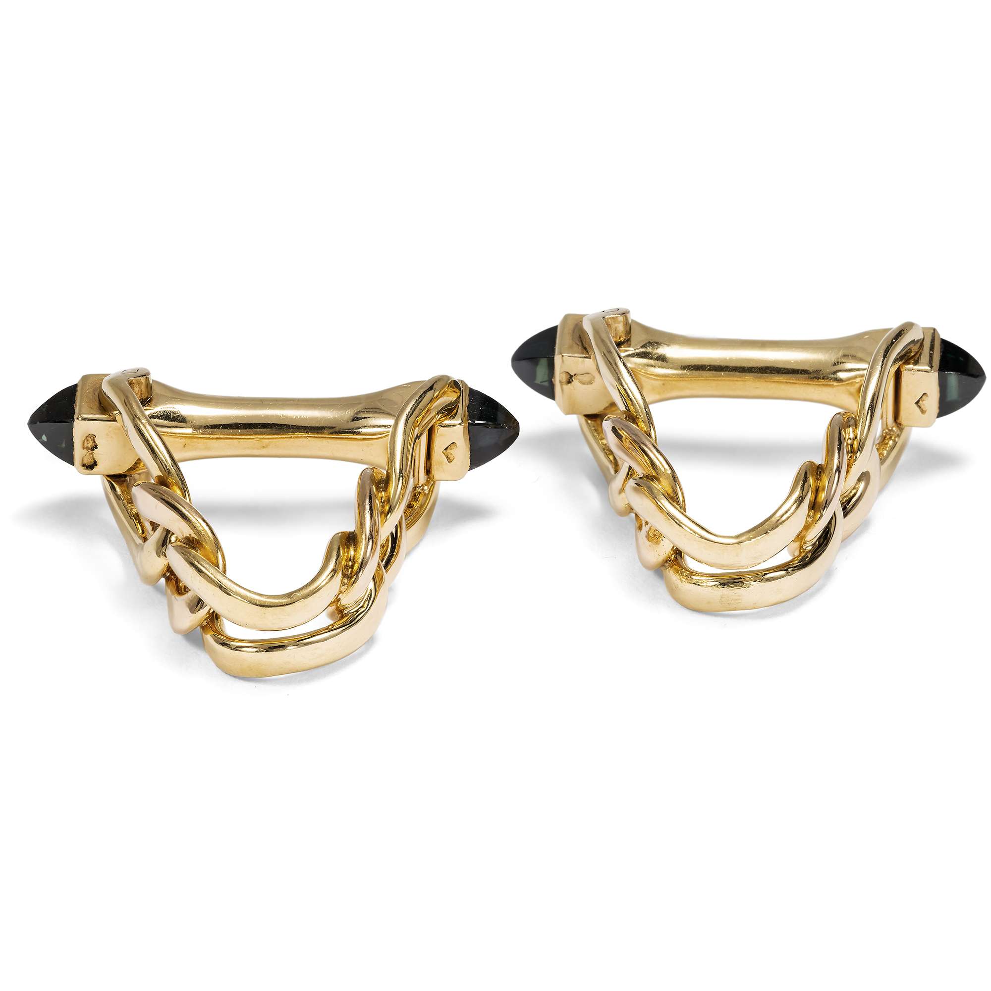 625843-hofer-antikschmuck-Ungewoehnliche-Manschettenknoepfe-aus-Gold-und-Diamanten-von-Boucheron-Paris-um-1965-Edle-Steigbuegel