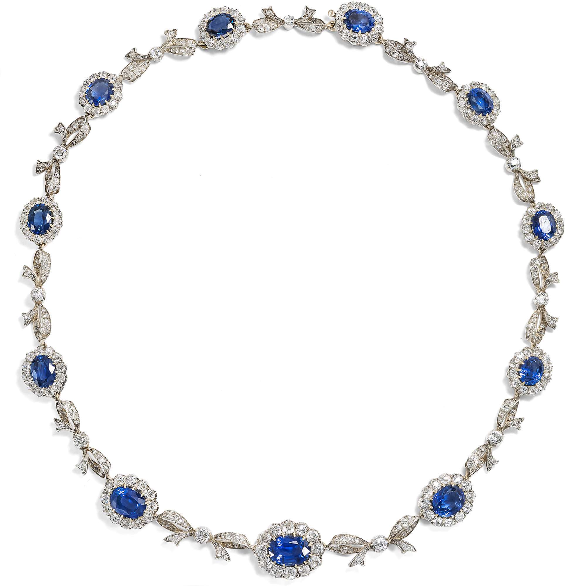 625883-hofer-antikschmuck-Prachtvolles-Saphir-und-Diamantcollier-in-Silber-auf-Gold-um-1895-Schlag-Mitternacht