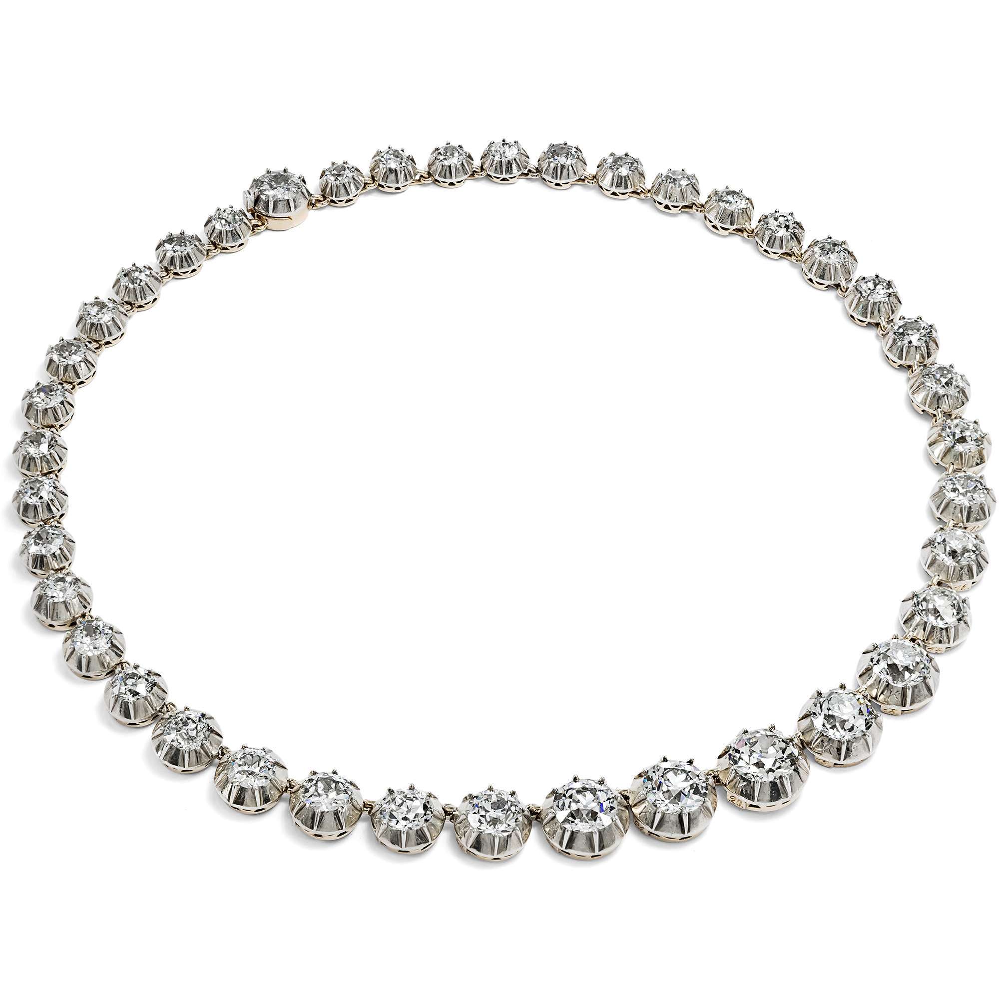 625931-hofer-antikschmuck-Prachtvolle-Riviere-mit-36-45-ct-Diamanten-im-Altschliff-in-Silber-auf-Gold-um-1895-Fluss-aus-Licht_6