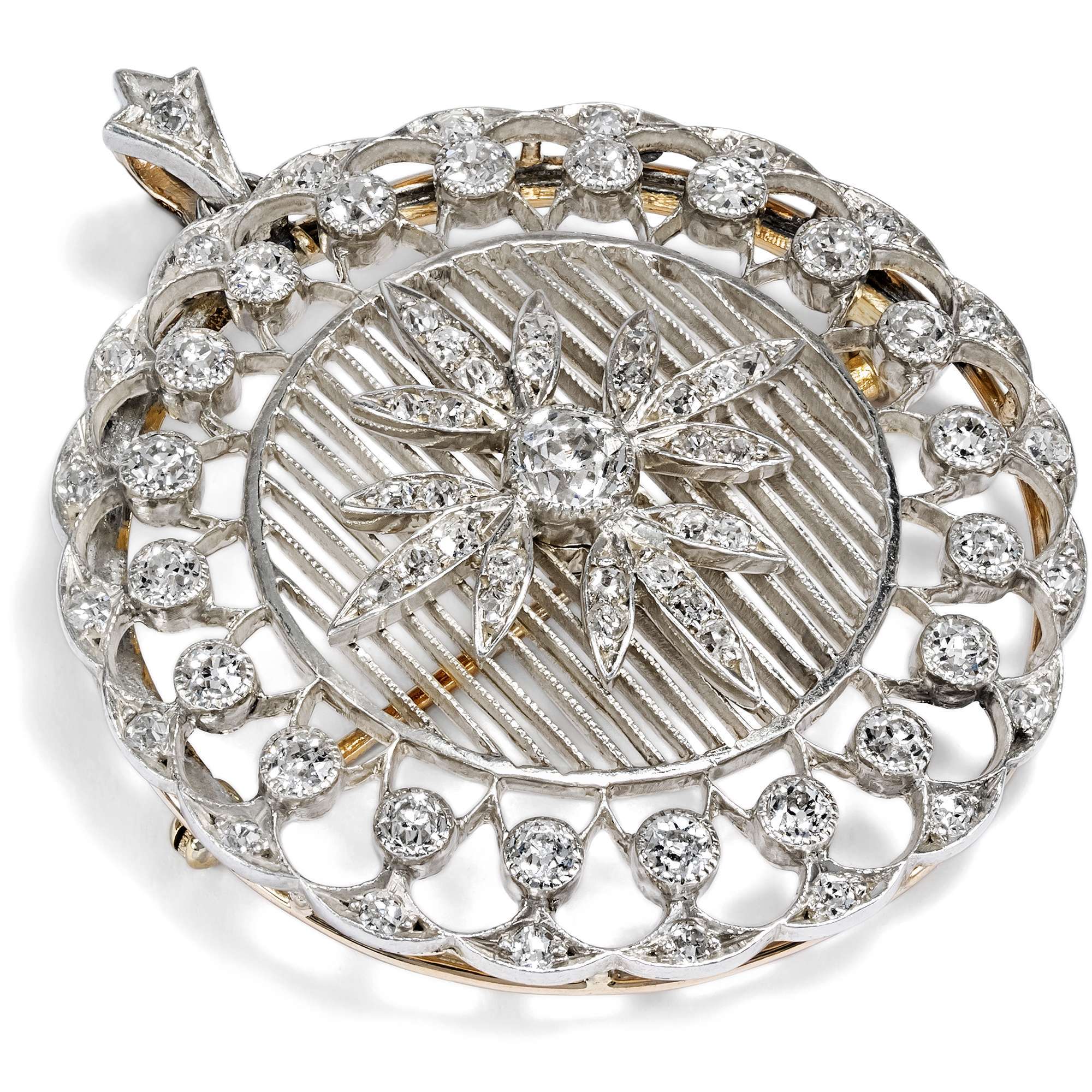 626040-hofer-antikschmuck-Kostbare-Anhaenger-Brosche-mit-2-70-ct-Diamanten-in-Silber-auf-Gold-um-1910-Zu-Samt-und-Seide_2
