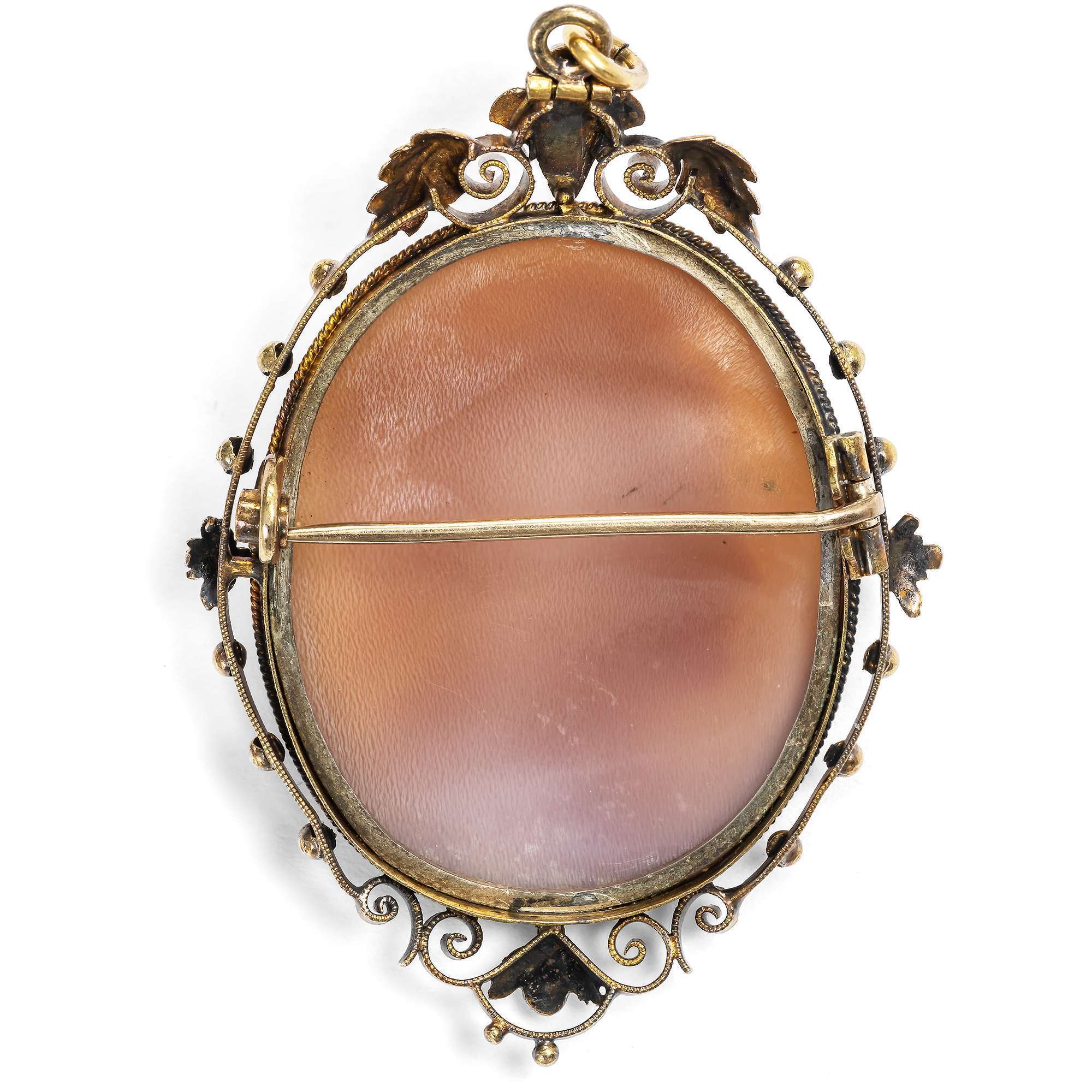 626183-hofer-antikschmuck-Detailreicher-antiker-Brosch-Anhaenger-mit-Muschelkamee-der-Athene-in-Goldfassung-um-1880-Kopfgeburt_3