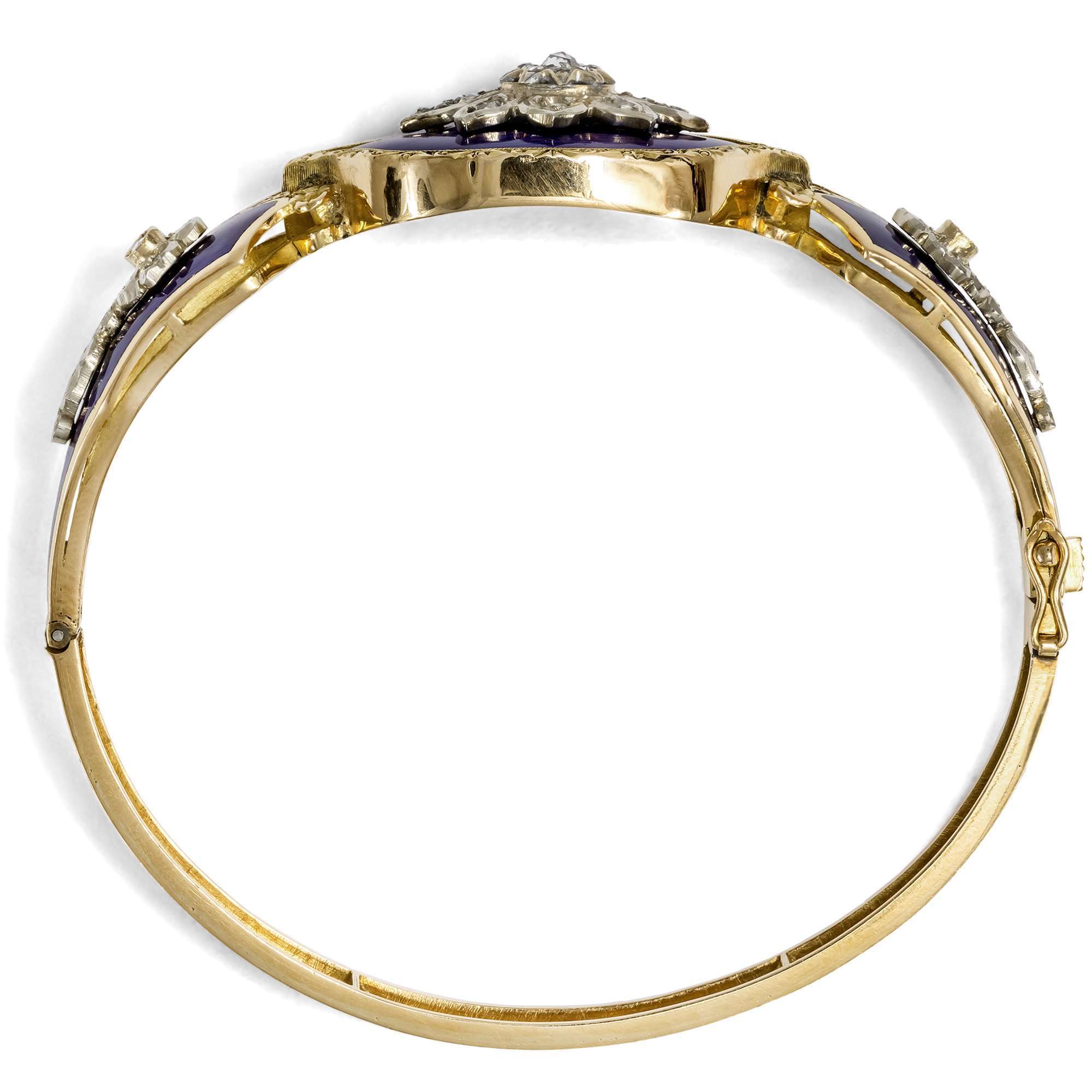 626358-hofer-antikschmuck-Prachtvoller-Armreif-mit-DIamanten-und-blauem-Email-in-Gold-um-1940-Blaue-Erinnerung_3