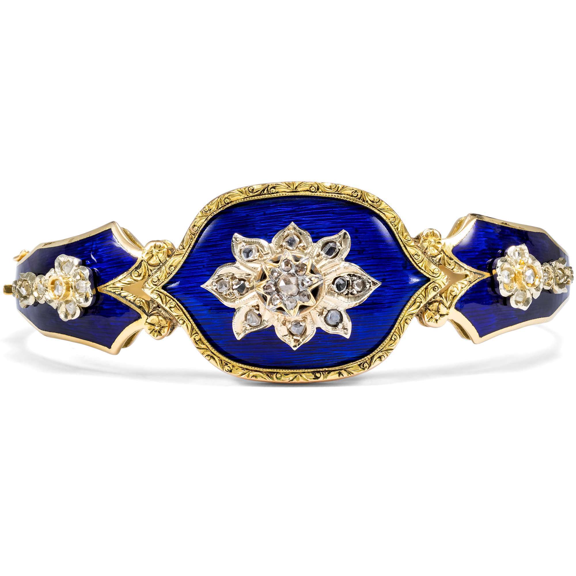 626358-hofer-antikschmuck-Prachtvoller-Armreif-mit-DIamanten-und-blauem-Email-in-Gold-um-1940-Blaue-Erinnerung_4