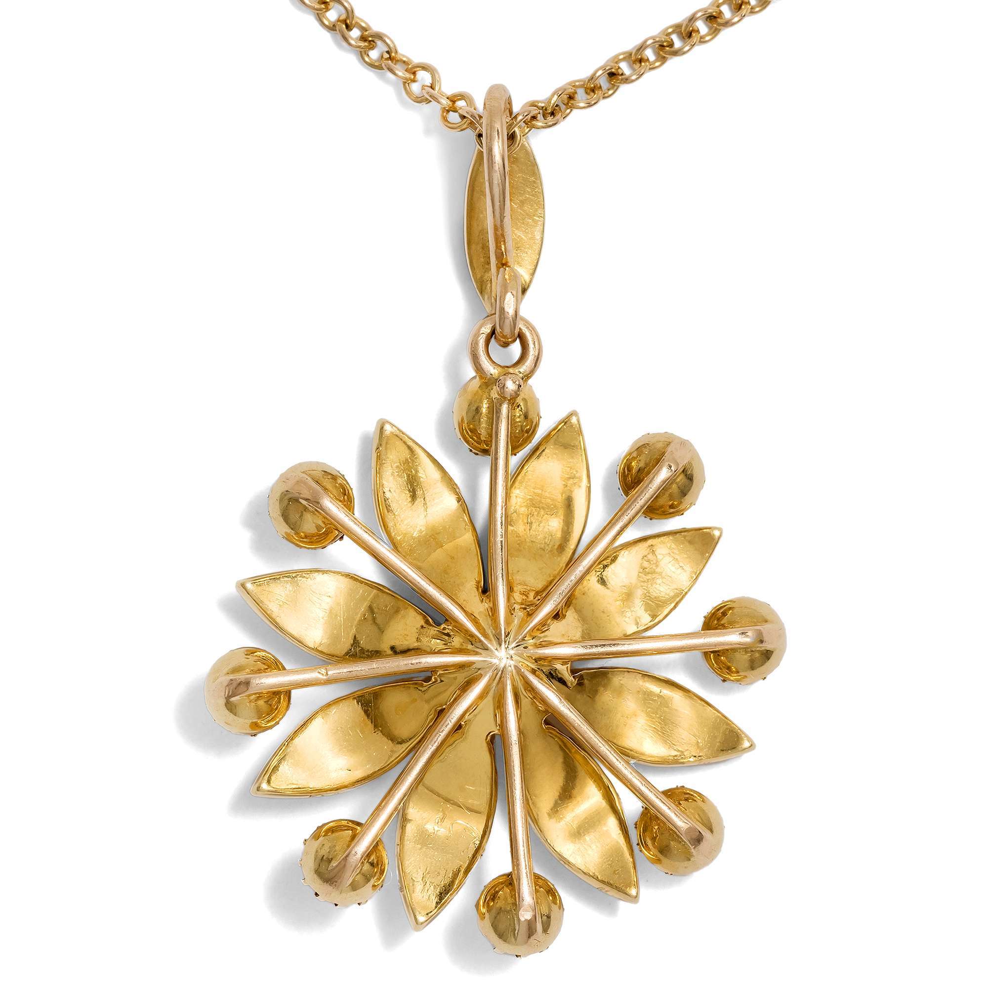626738-hofer-antikschmuck-Viktorianischer-Perlen-Anhaenger-in-Gold-an-Kette-England-um-1900-Bezaubernde-Bluete_4