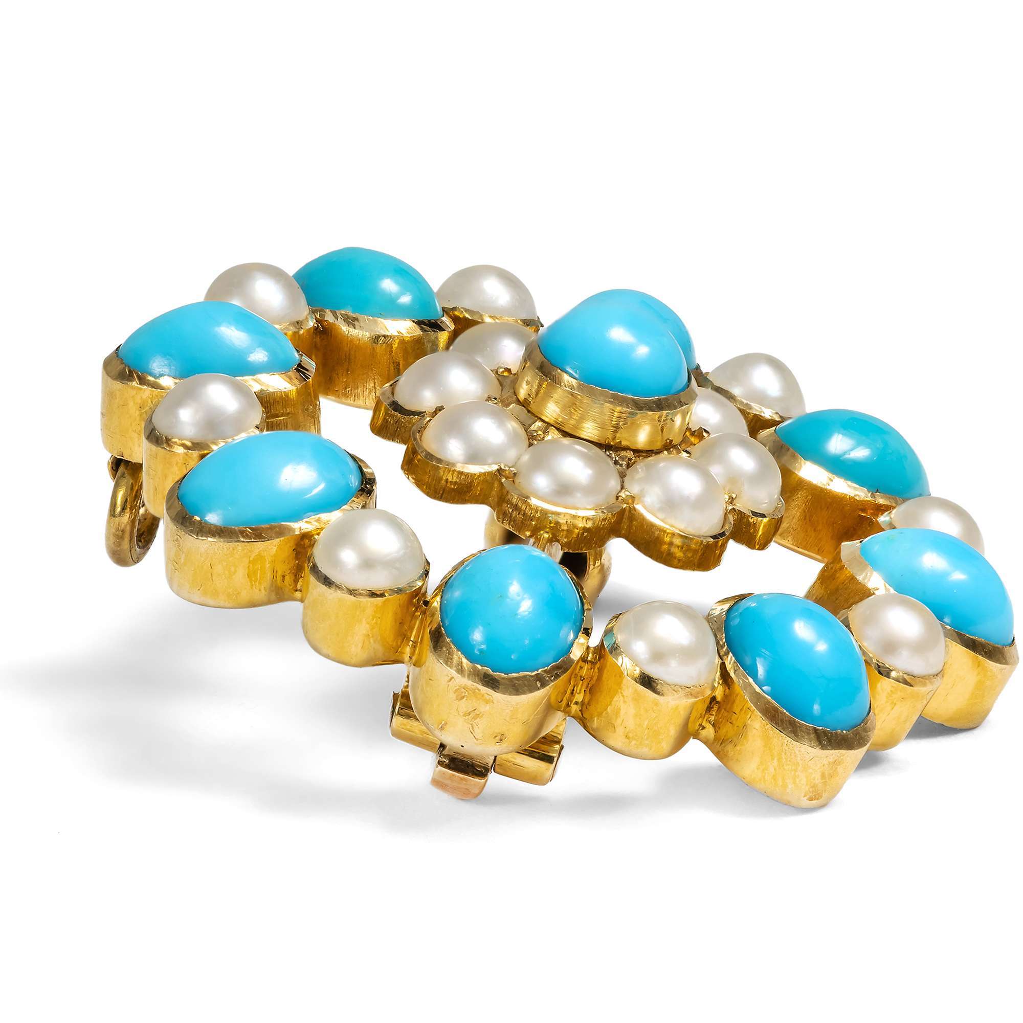 626760-hofer-antikschmuck-Antike-Brosche-mit-Tuerkisen-und-Perlen-in-Gold-England-um-1895-Blume-der-Zuneigung