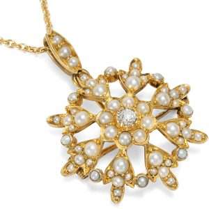 626809-hofer-antikschmuck-Antike-Anhaenger-Brosche-mit-Diamant-und-Perlen-an-Goldkette-Grossbritannien-um-1900-The-Stars-are-in-Blossom_4