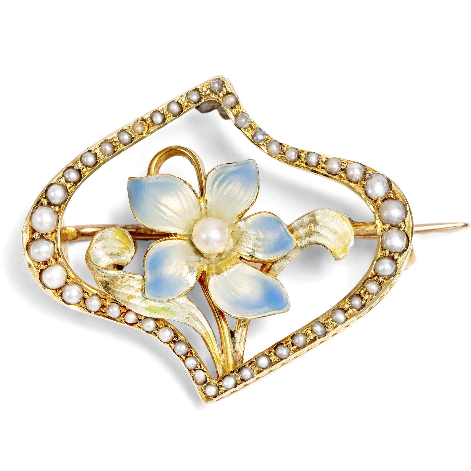 626811-hofer-antikschmuck-Elegante-Jugendstilbrosche-mit-Naturperlen-und-Email-in-Gold-Grossbritannien-um-1900