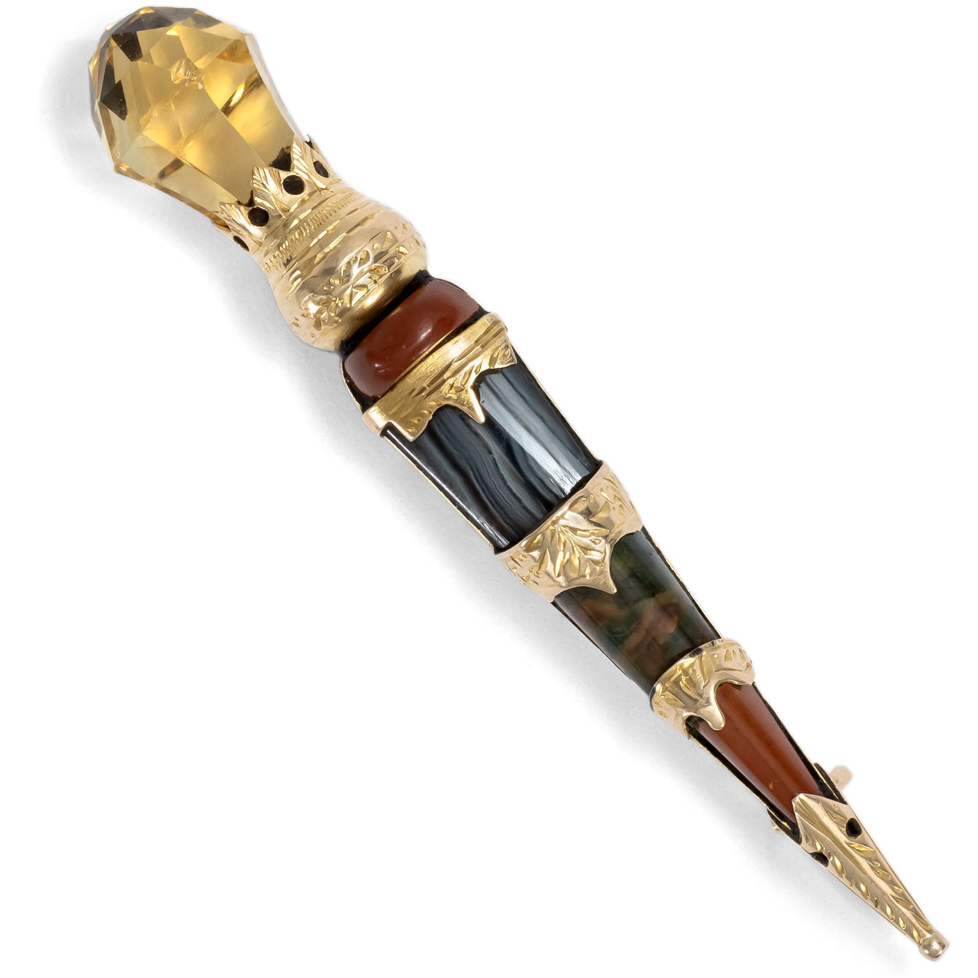 626886-hofer-antikschmuck-Viktorianische-Kiltnadel-in-Form-eines-Dirks-in-Gold-um-1890-Highland-Fling