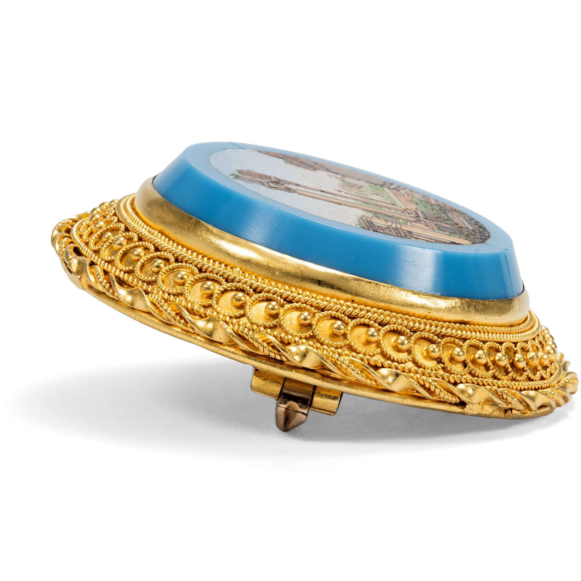 626947-hofer-antikschmuck-Antike-Brosche-mit-Mikromosaik-des-Forum-Romanum-in-Gold-Rom-um-1870-Alle-Wege-fuehren-nach-Rom