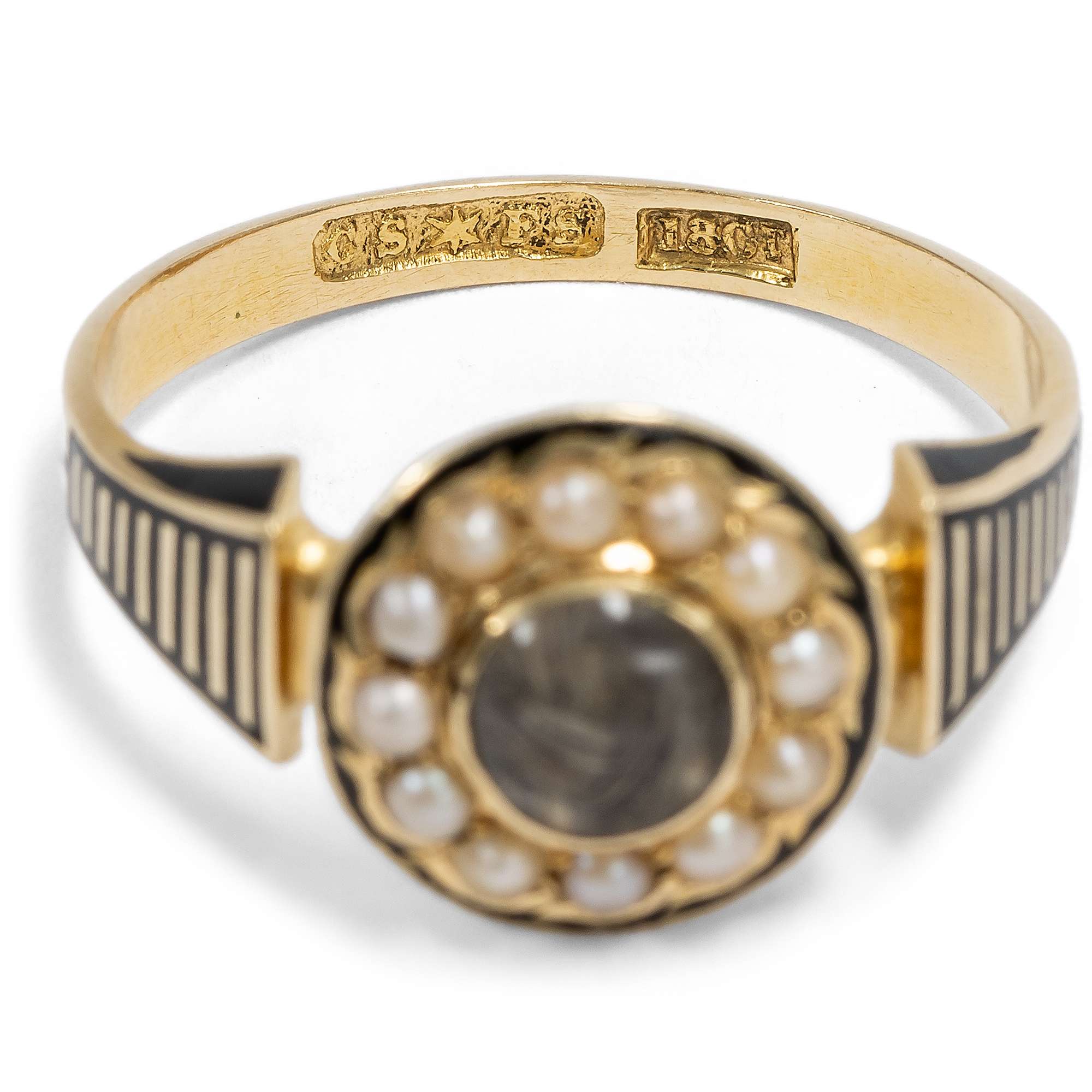 626972-hofer-antikschmuck-Viktorianischer-Trauerring-mit-geflochtenem-Haar-und-Perlen-in-Gold-London-um-1890-Zum-ewigen-Andenken_2