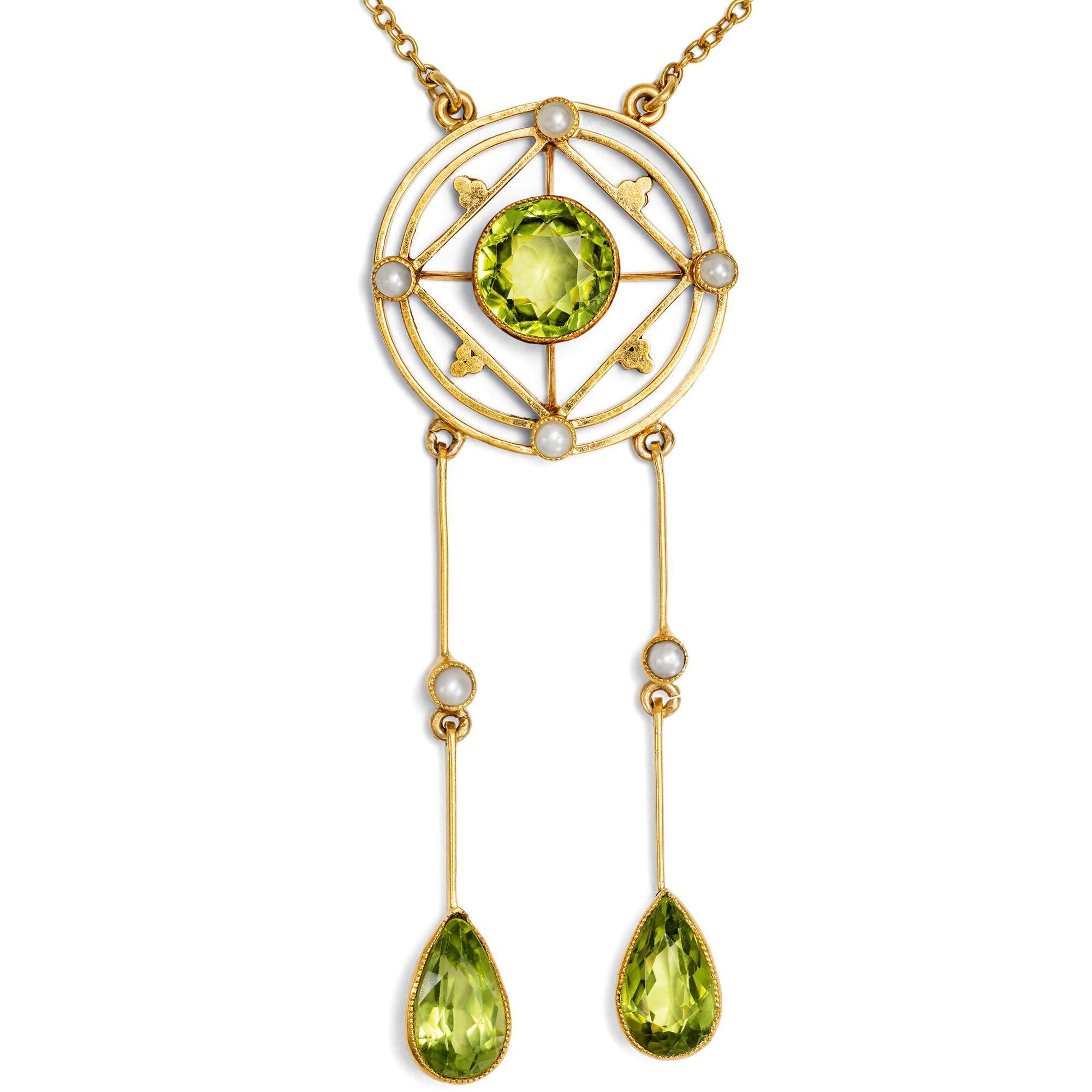 627021-hofer-antikschmuck-Ungewoehnliches-Collier-aus-Gold-Perlen-und-Peridoten-England-um-1900-Aus-Cleopatras-Minen