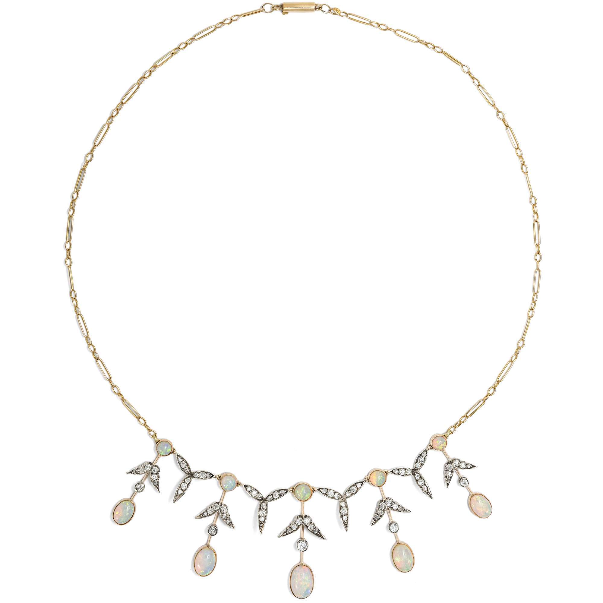 627037-hofer-antikschmuck-Hochwertiges-antikes-Collier-mit-Opalen-und-Diamanten-Grossbritannien-um-1900-Lady-of-the-Mist