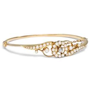627059-hofer-antikschmuck-Antiker-Armreif-mit-natuerlichen-Perlen-und-Diamant-in-Gold-London-um-1900-London-Circle_3