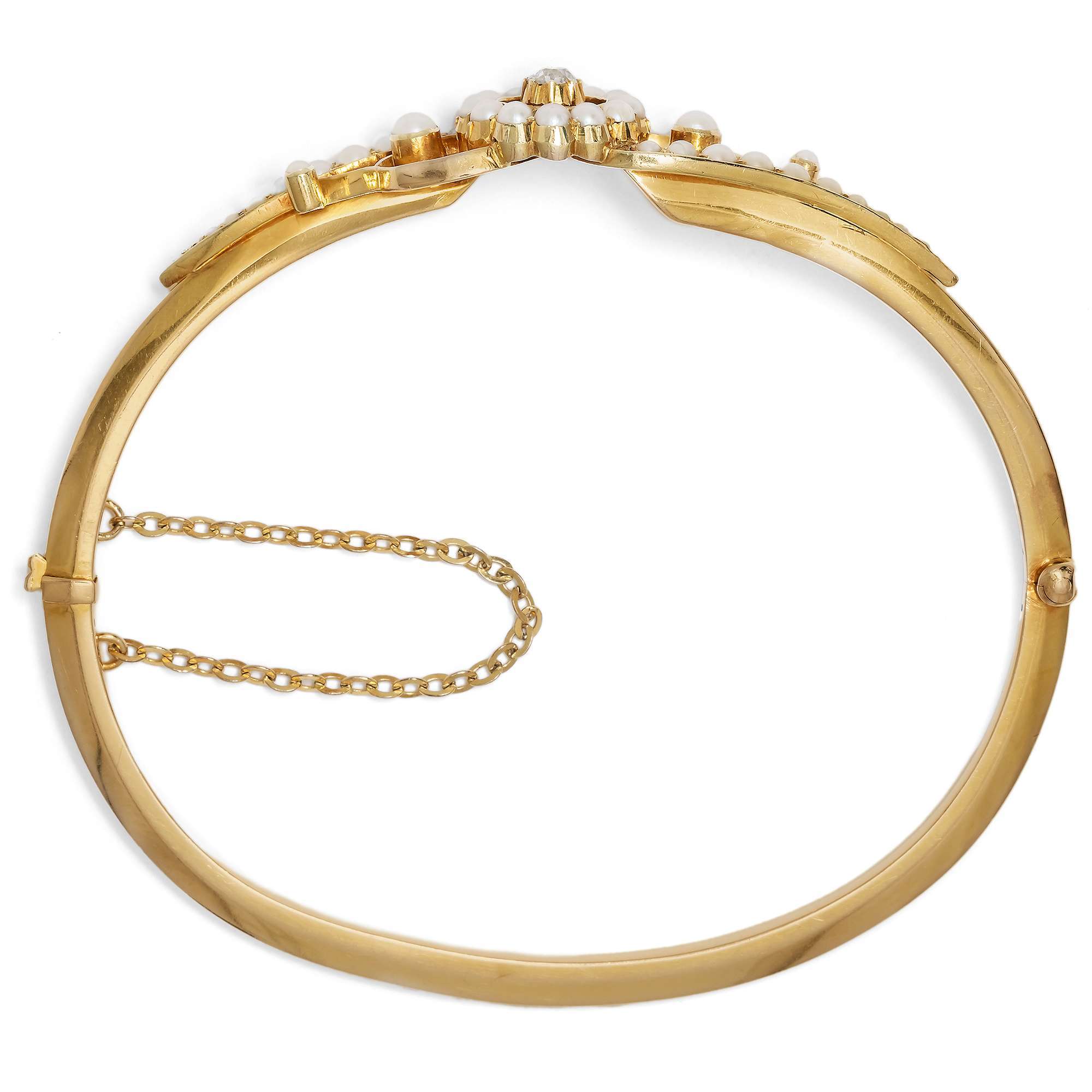 627059-hofer-antikschmuck-Antiker-Armreif-mit-natuerlichen-Perlen-und-Diamant-in-Gold-London-um-1900-London-Circle_5