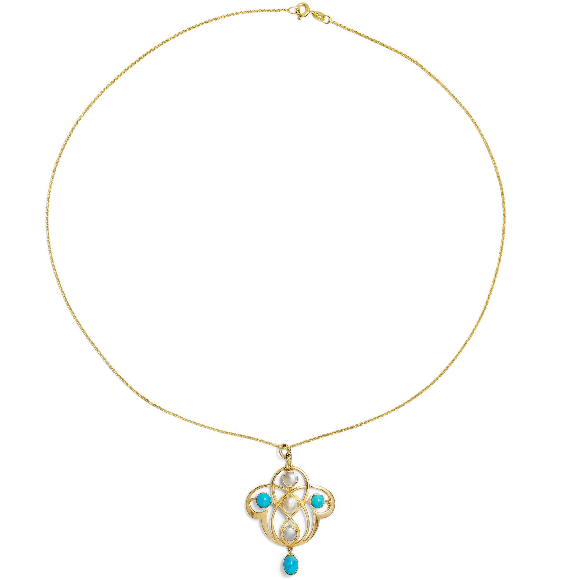 627080-hofer-antikschmuck-Eleganter-Jugendstil-Anhaenger-aus-Gold-Tuerkisglas-und-Perlschalen-Grossbritannien-um-1910-Arts-and-Crafts_2