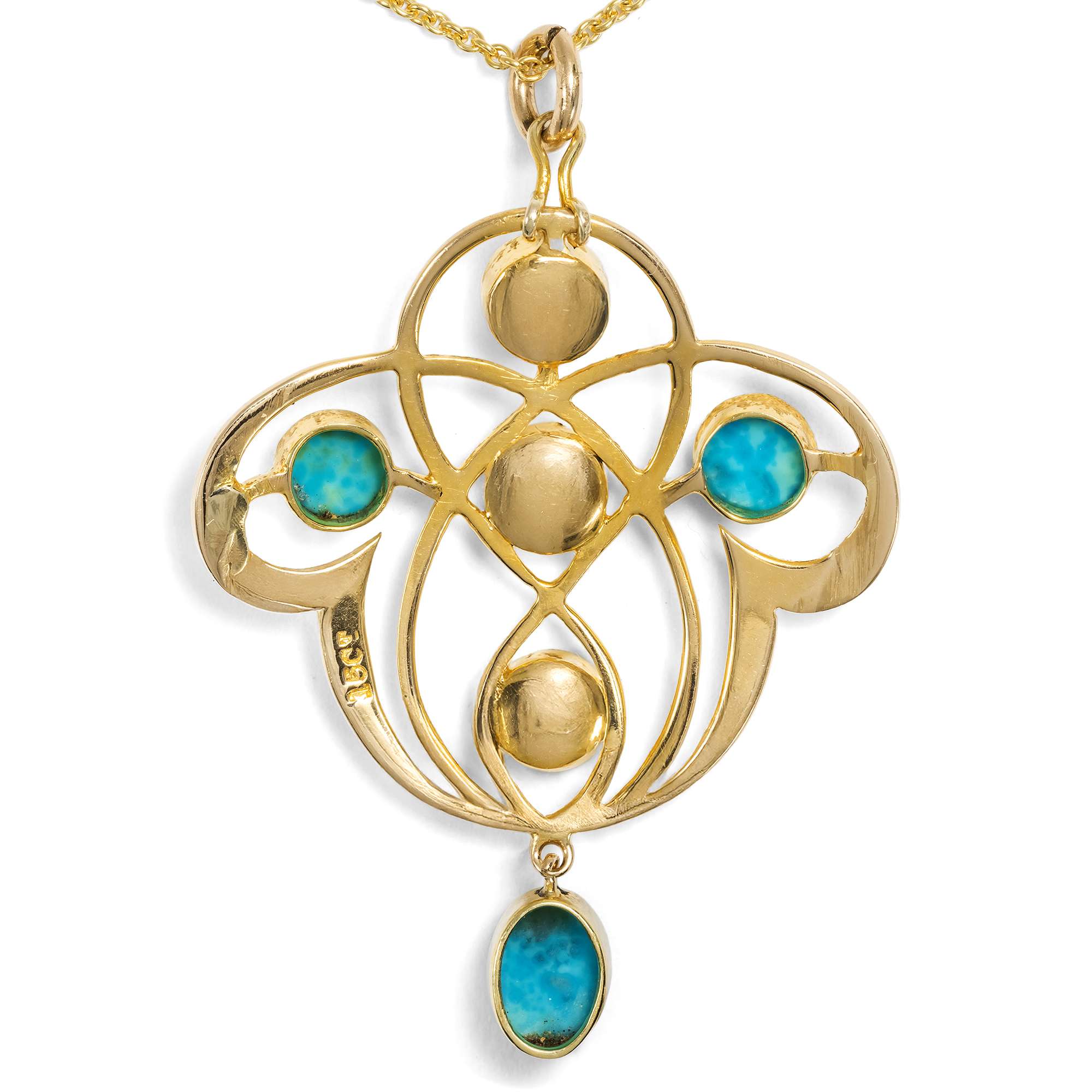 627080-hofer-antikschmuck-Eleganter-Jugendstil-Anhaenger-aus-Gold-Tuerkisglas-und-Perlschalen-Grossbritannien-um-1910-Arts-and-Crafts_3
