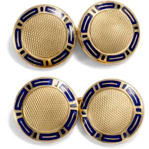 627097-hofer-antikschmuck-Hochwertige-vintage-Manschettenknoepfe-aus-Gold-mit-Email-von-Bulgari-Rom-um-1985-Klassische-Formen_2