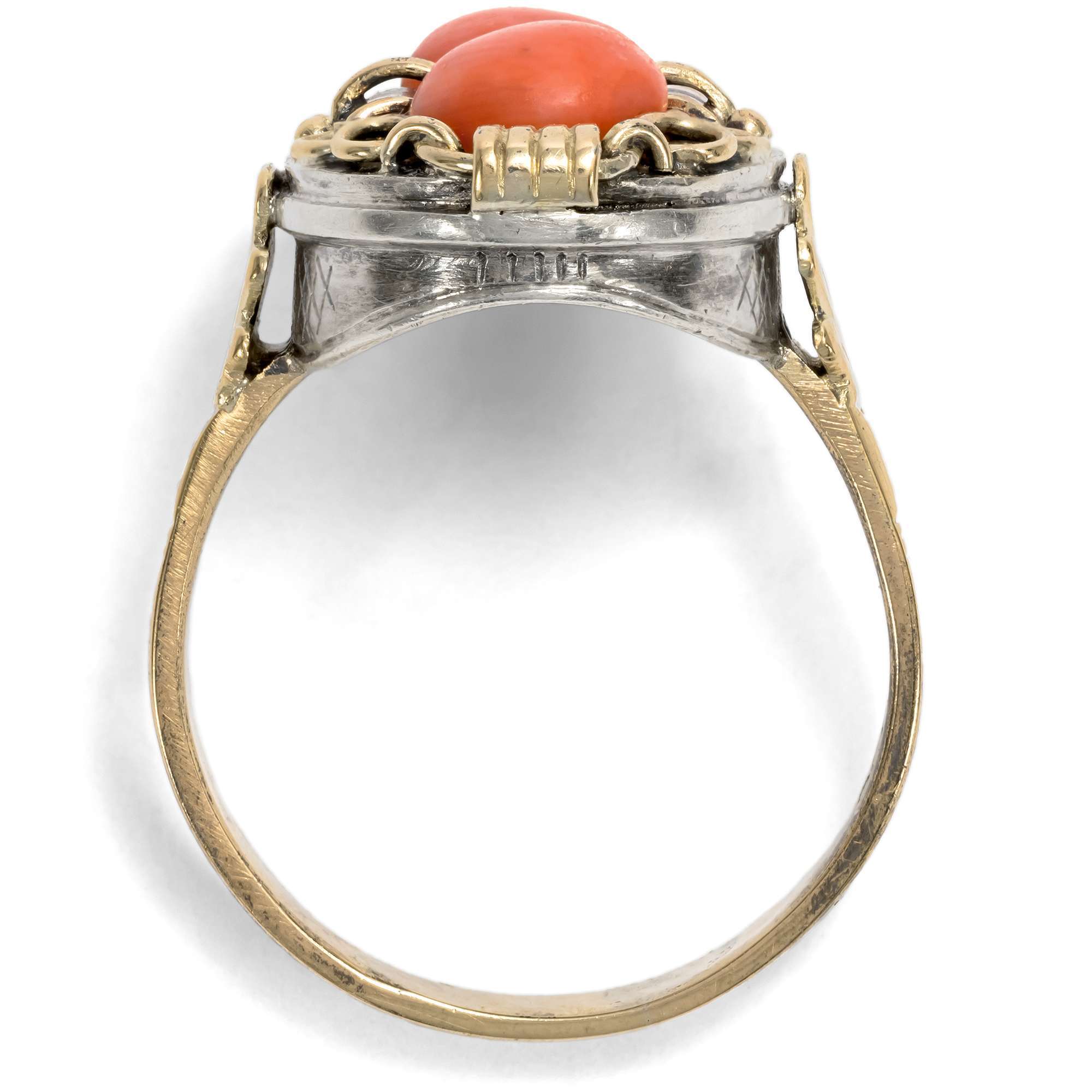 627296-hofer-antikschmuck-Ungewoehnlicher-Ring-aus-Gold-und-Silber-mit-italienischen-Korallen-Deutschland-um-1935-Deutscher-Wald-trifft-Tyrrhenisches-Meer_2