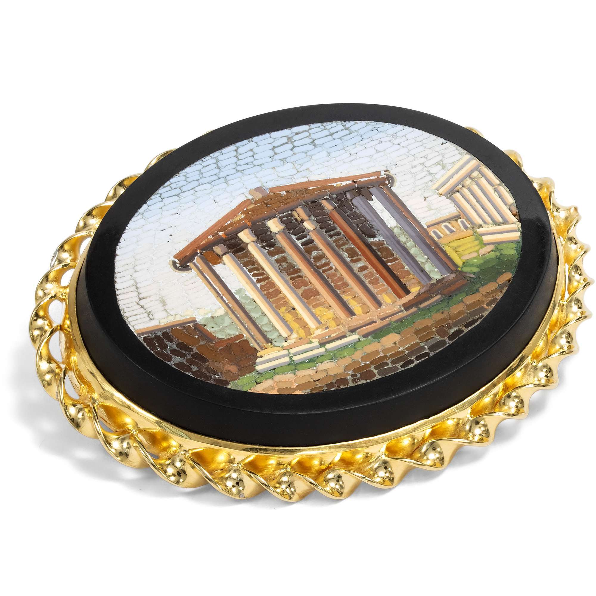 627499-hofer-antikschmuck-Antikes-Mikromosaik-mit-dem-Forum-Boarium-in-einer-Fassung-aus-vergoldetem-Silber-aus-unserer-Werkstatt-Herkules-und-Fortuna_1