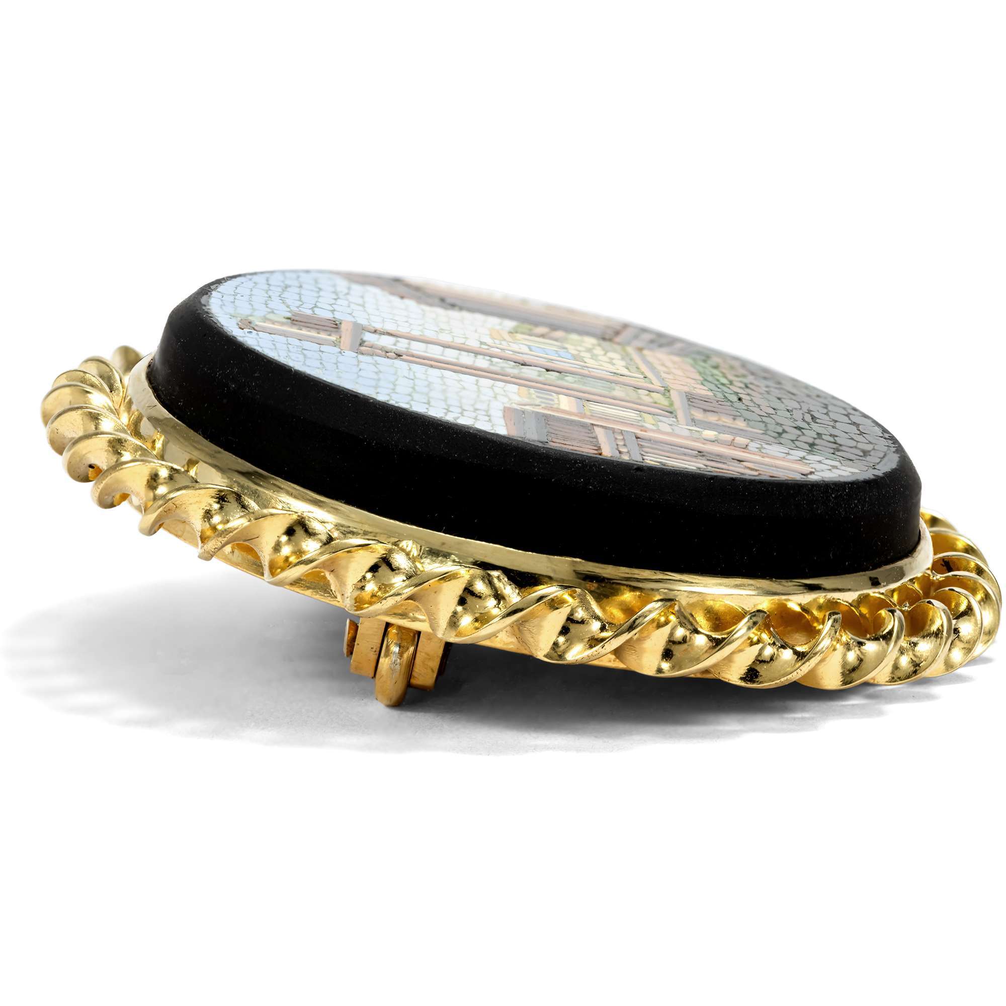 627500-hofer-antikschmuck-Antikes-Mikromosaik-mit-dem-Forum-Romanum-in-einer-Fassung-aus-vergoldetem-Silber-aus-unserer-Werkstatt-Roma-quanta-fuit-ipsa-ruina-docet