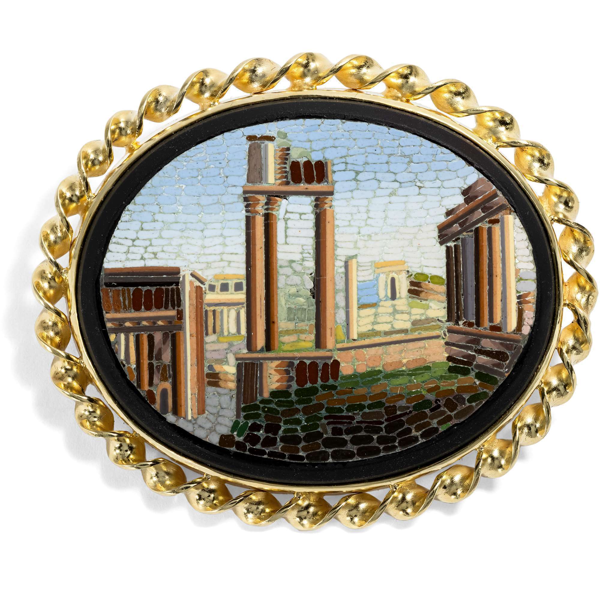 627500-hofer-antikschmuck-Antikes-Mikromosaik-mit-dem-Forum-Romanum-in-einer-Fassung-aus-vergoldetem-Silber-aus-unserer-Werkstatt-Roma-quanta-fuit-ipsa-ruina-docet_1