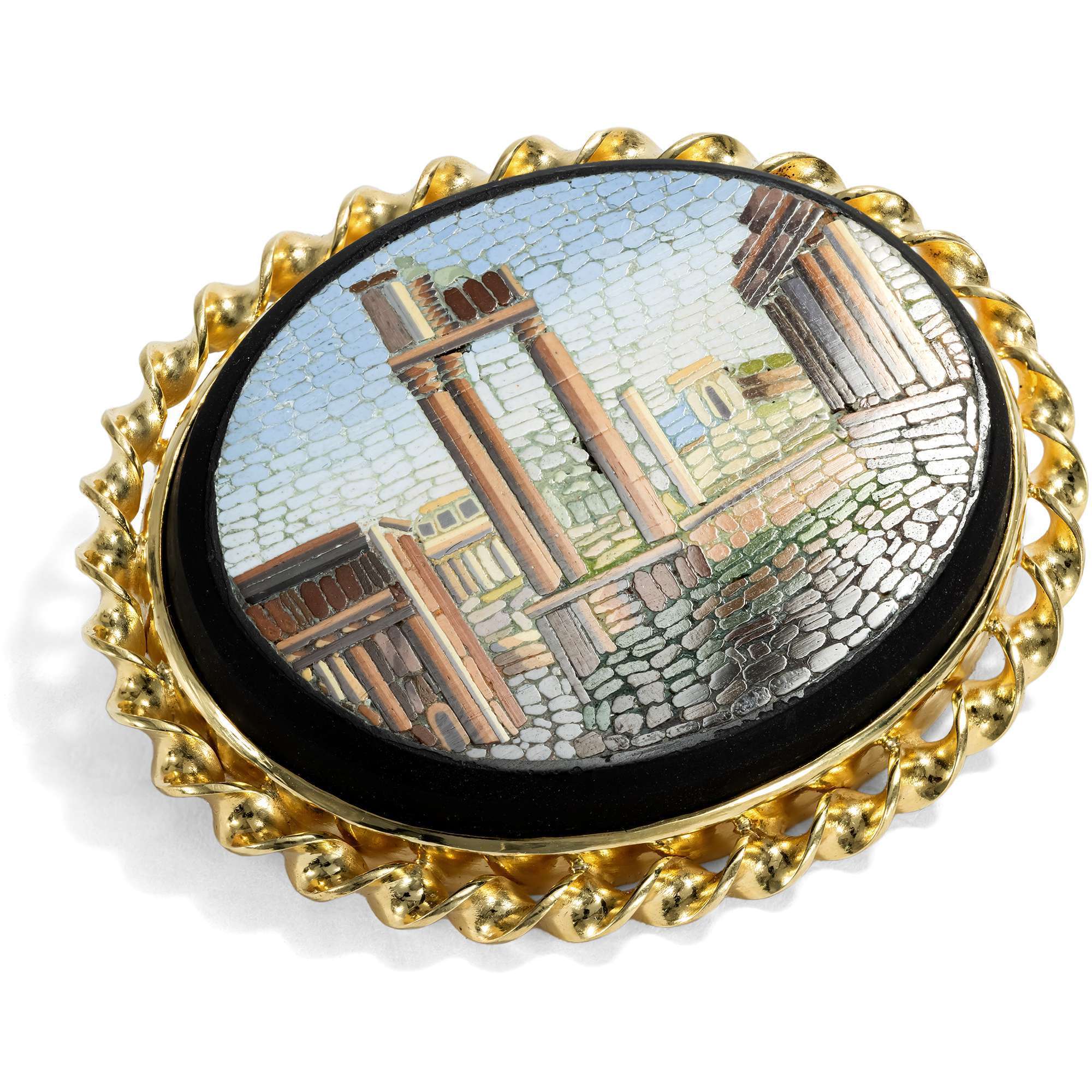 627500-hofer-antikschmuck-Antikes-Mikromosaik-mit-dem-Forum-Romanum-in-einer-Fassung-aus-vergoldetem-Silber-aus-unserer-Werkstatt-Roma-quanta-fuit-ipsa-ruina-docet_2