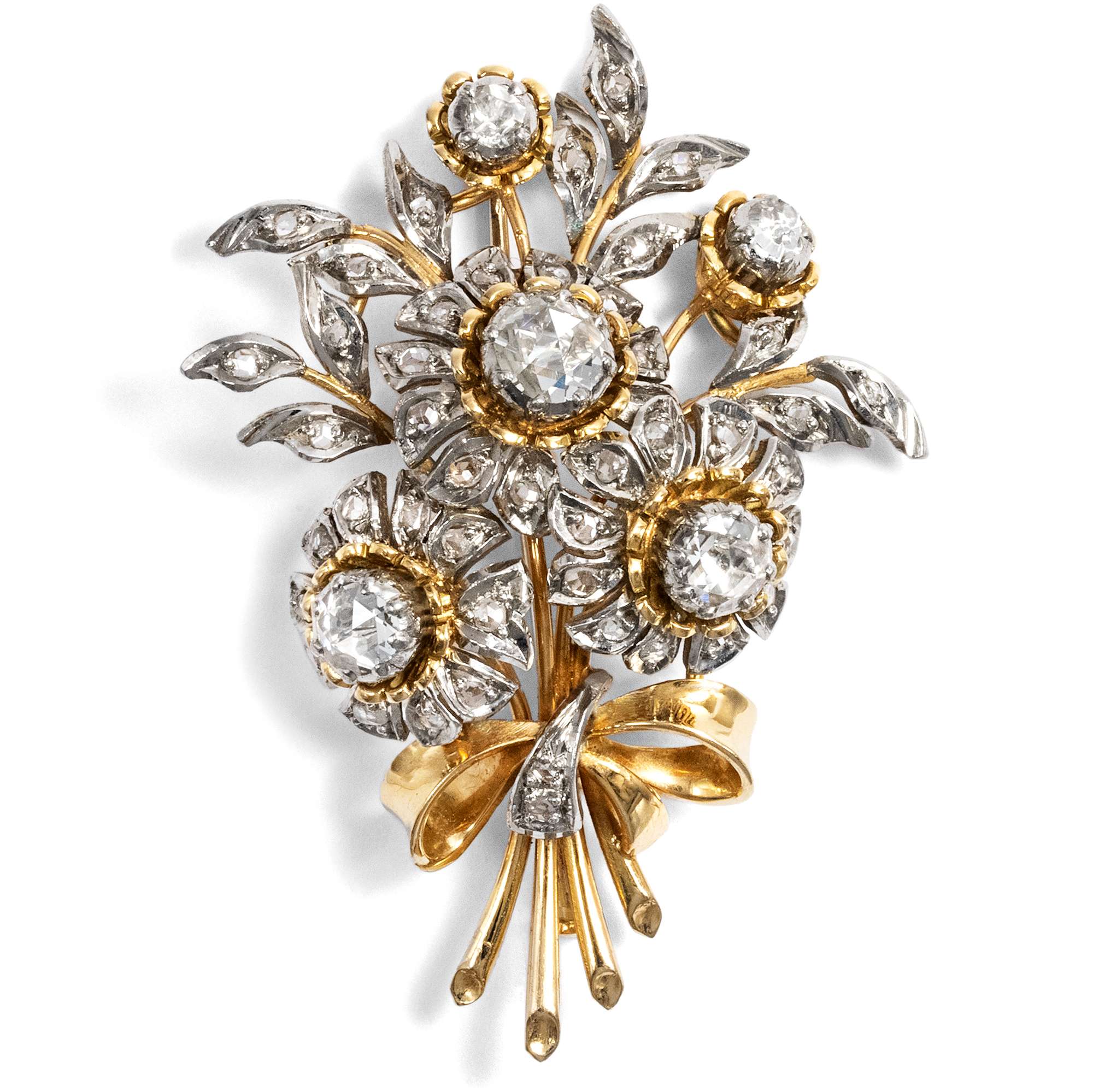 627783-hofer-antikschmuck-Kostbare-Brosche-aus-Gold-und-Weissgold-mit-1-60-ct-Diamantrosen-um-1960-Kein-Verwelken-in-Sicht-_1
