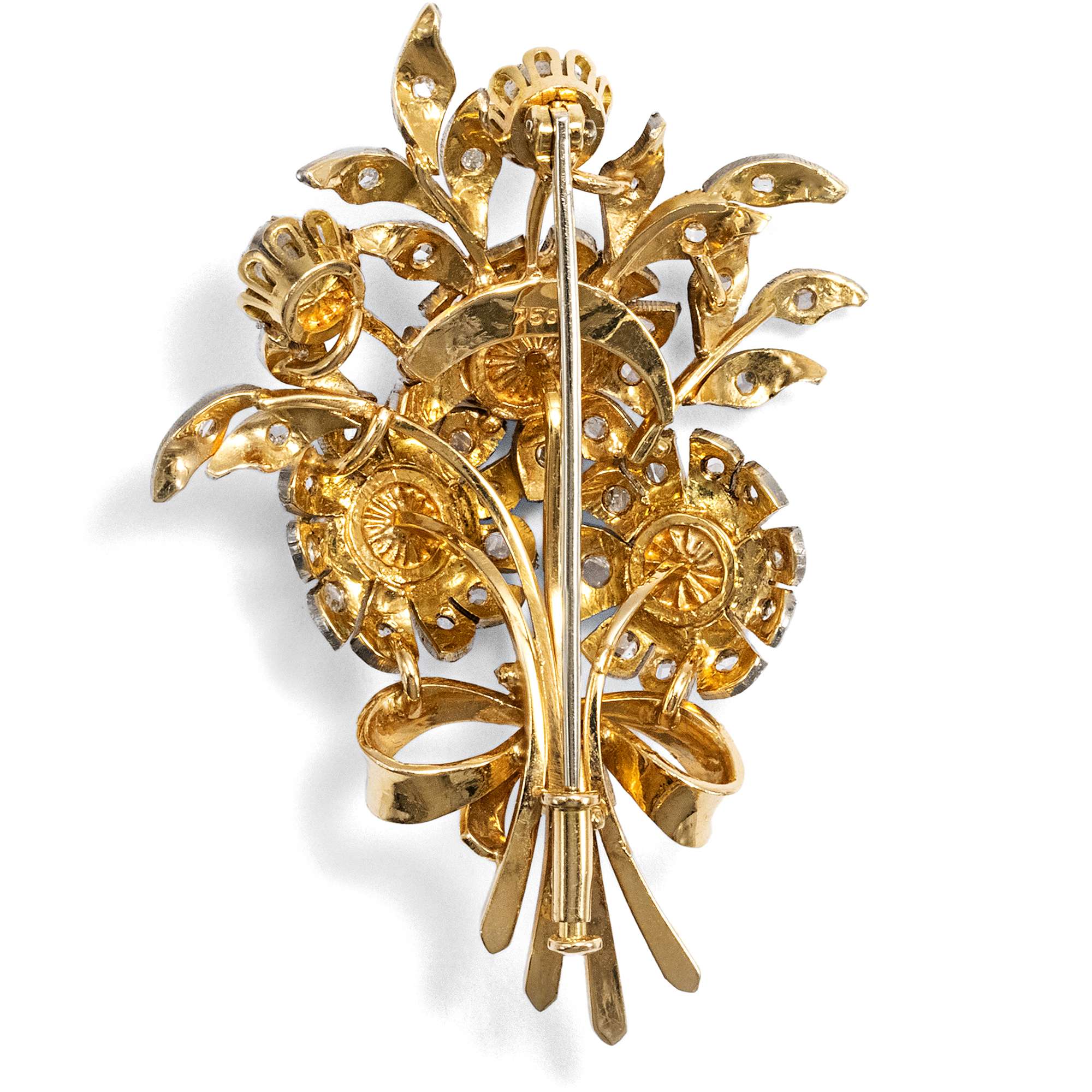 627783-hofer-antikschmuck-Kostbare-Brosche-aus-Gold-und-Weissgold-mit-1-60-ct-Diamantrosen-um-1960-Kein-Verwelken-in-Sicht-_4